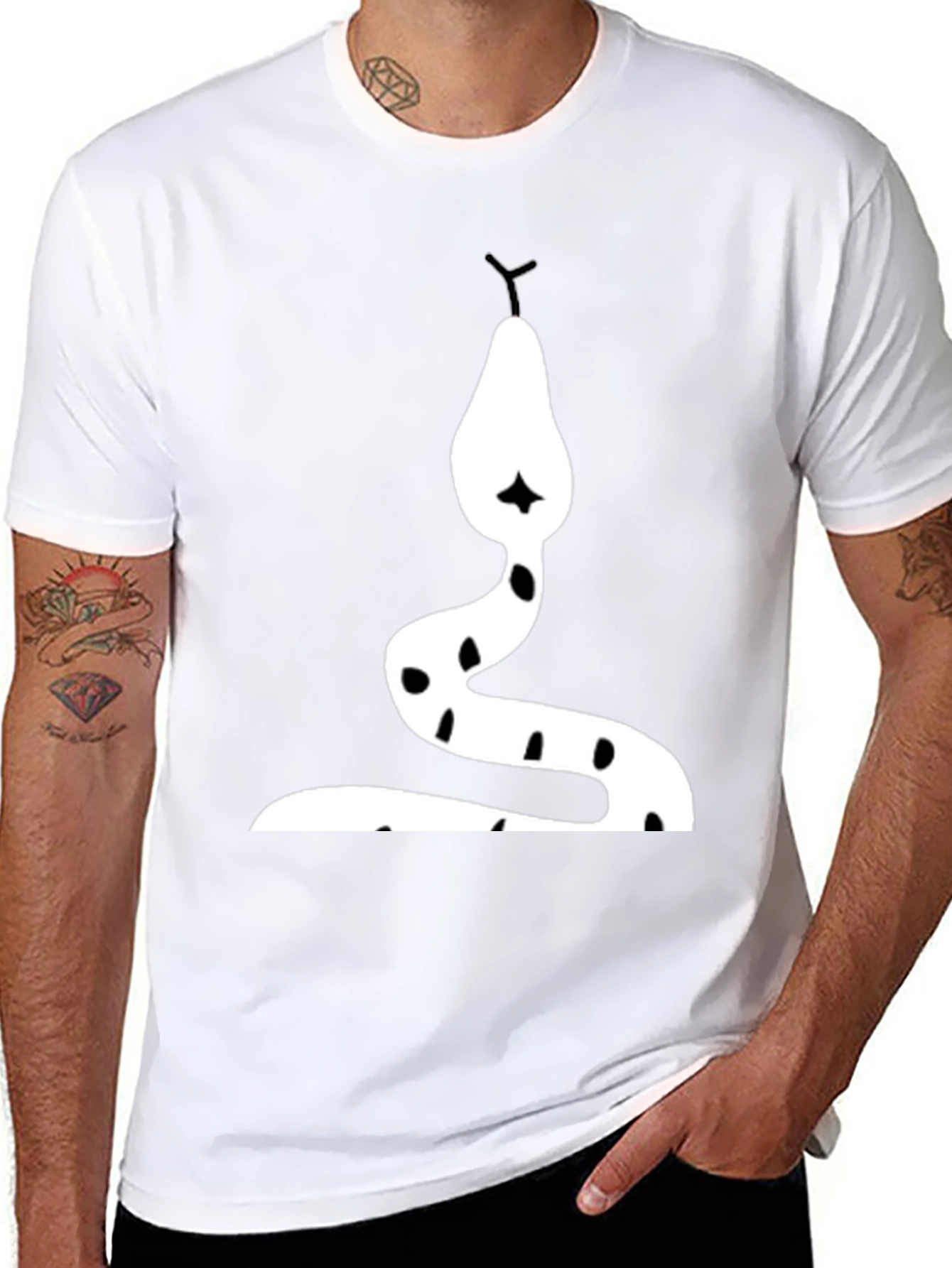 Snake Graphic Tee - Bold Black Cotton T-Shirt