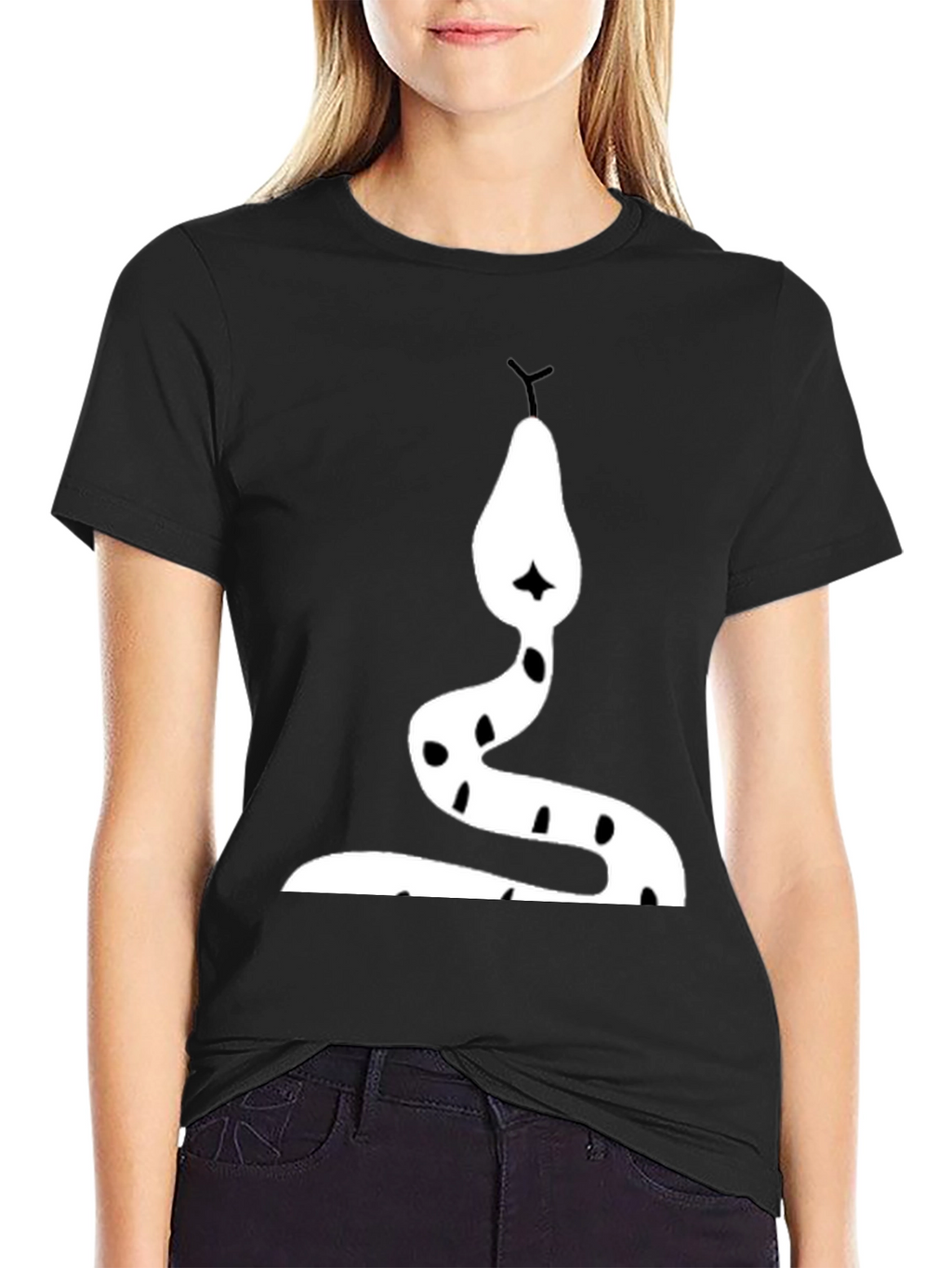 Snake Graphic Tee - Bold Black Cotton T-Shirt