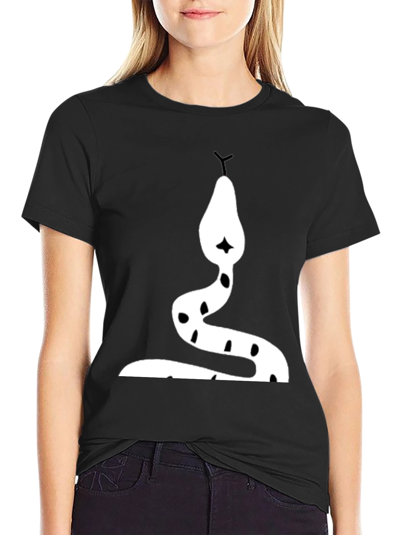 Snake Graphic Tee - Bold Black Cotton T-Shirt