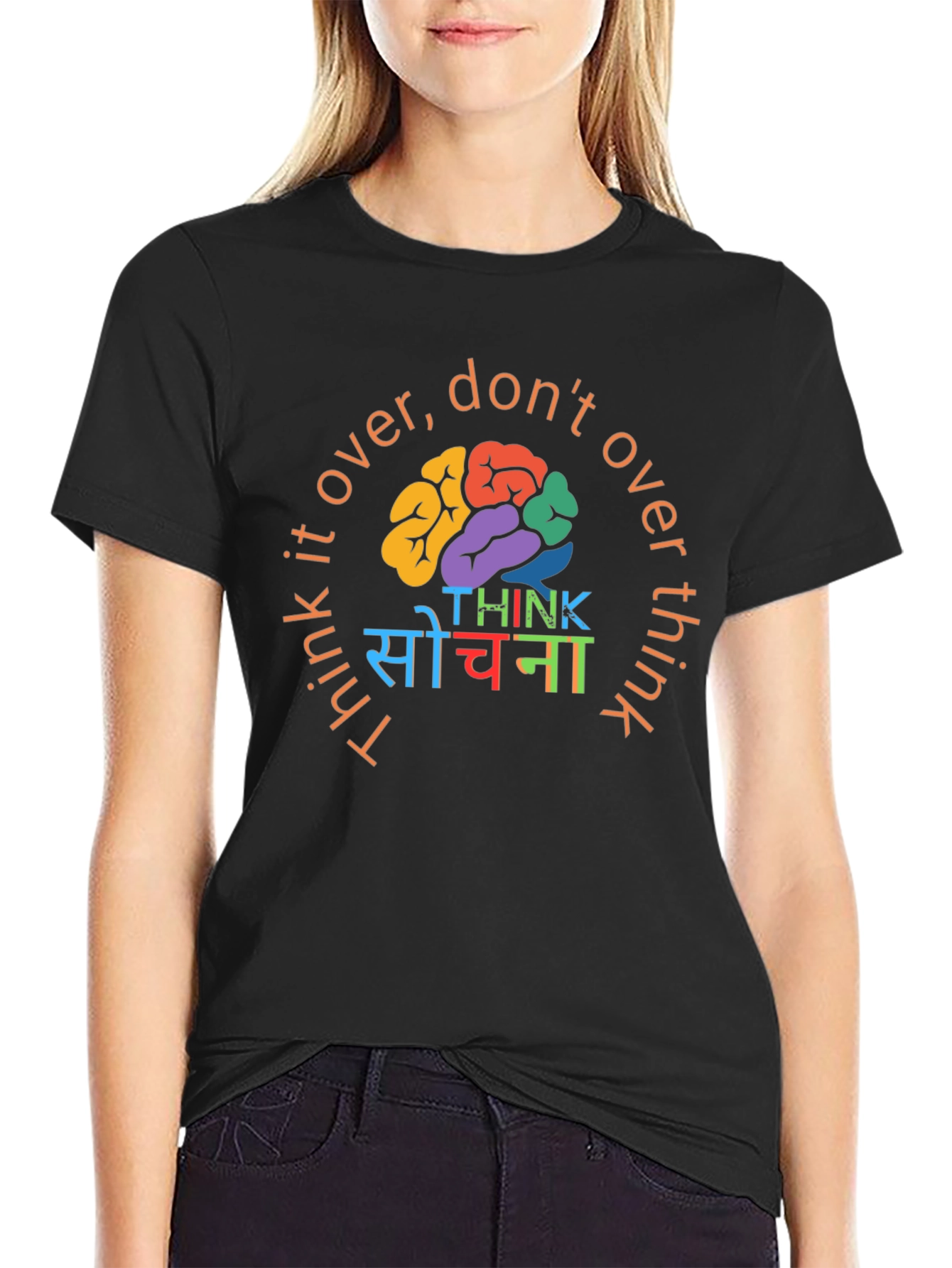 Think It Over Graphic Tee - Black Cotton T-Shirt