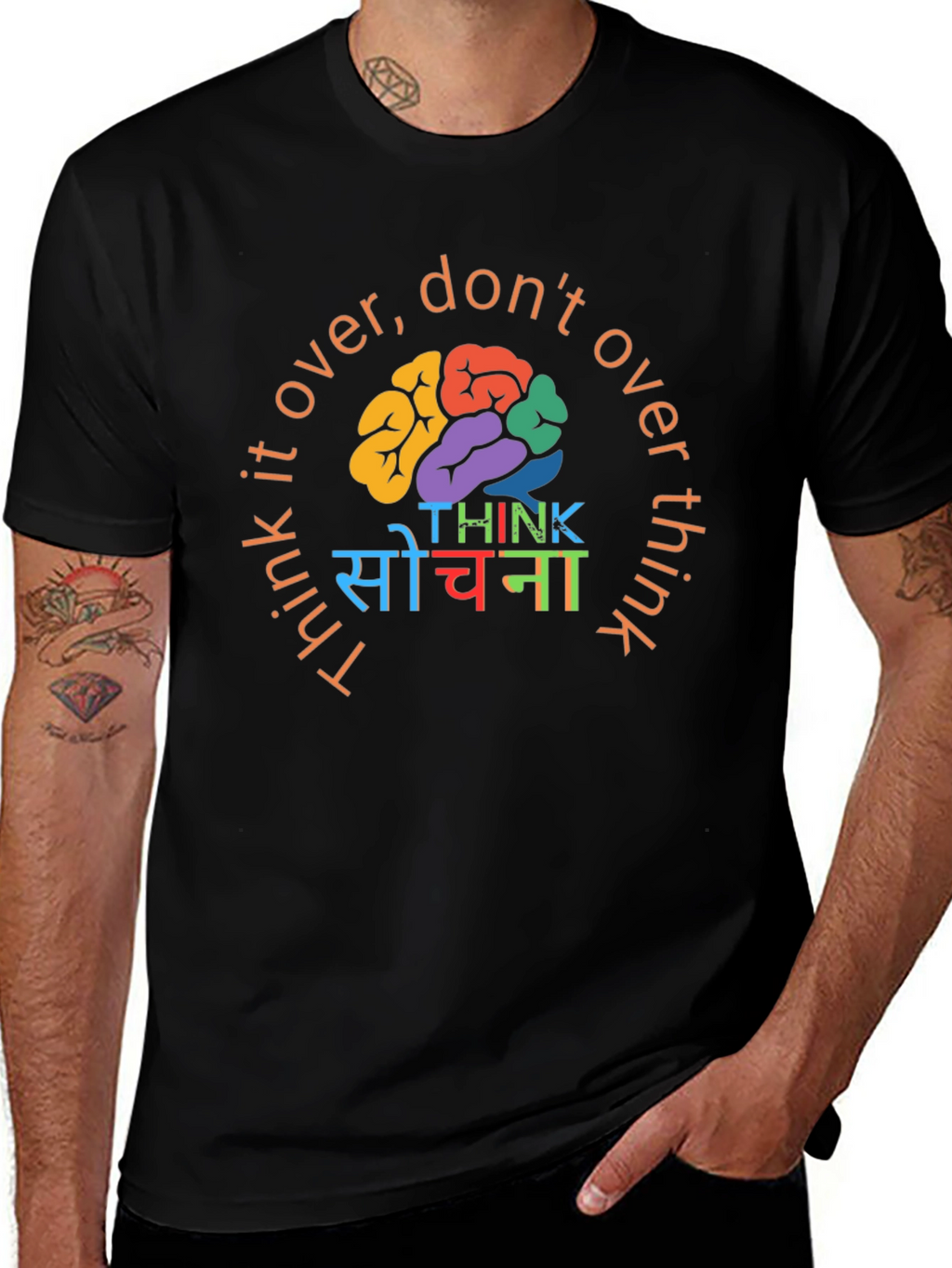 Think It Over Graphic Tee - Black Cotton T-Shirt