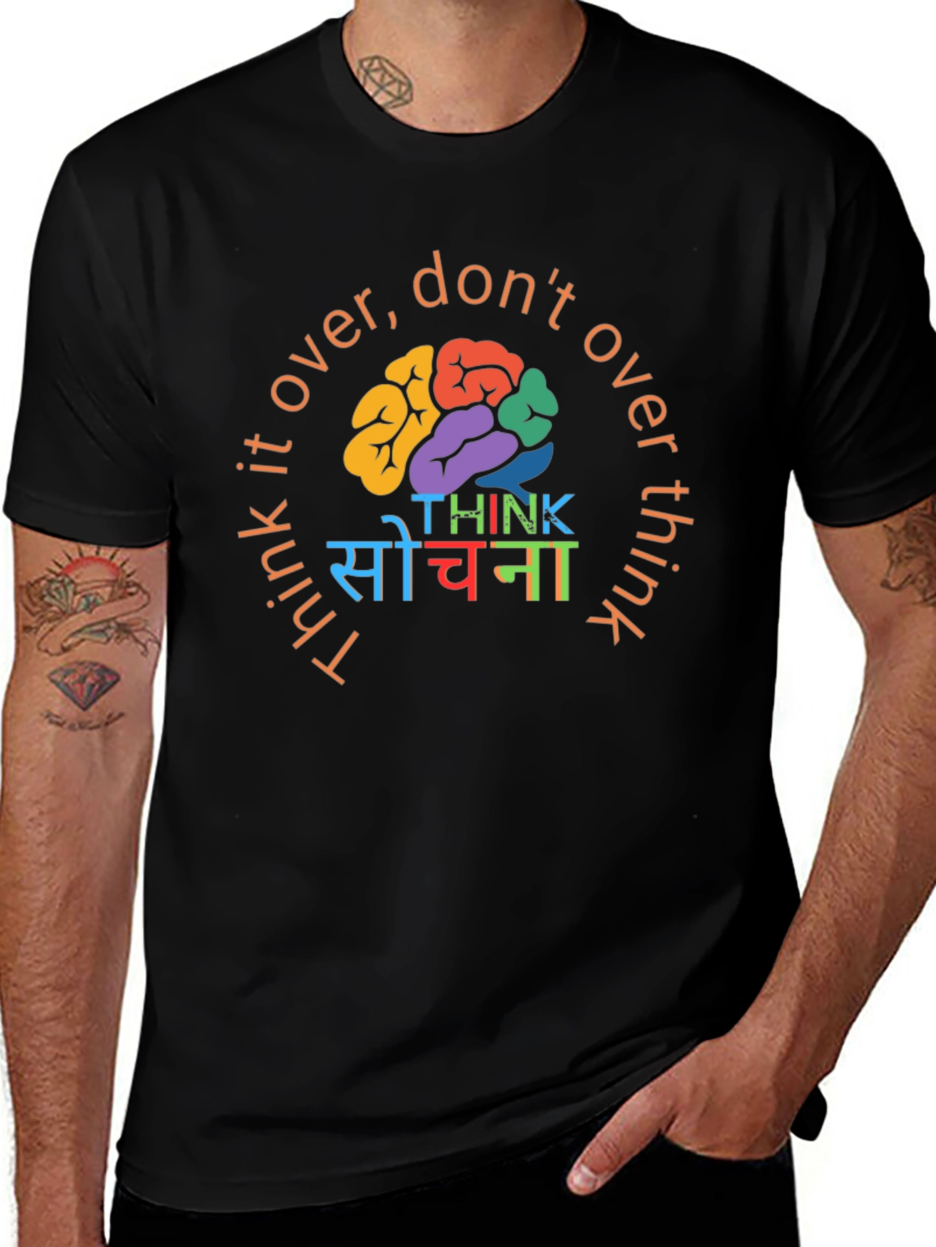 Think It Over Graphic Tee - Black Cotton T-Shirt