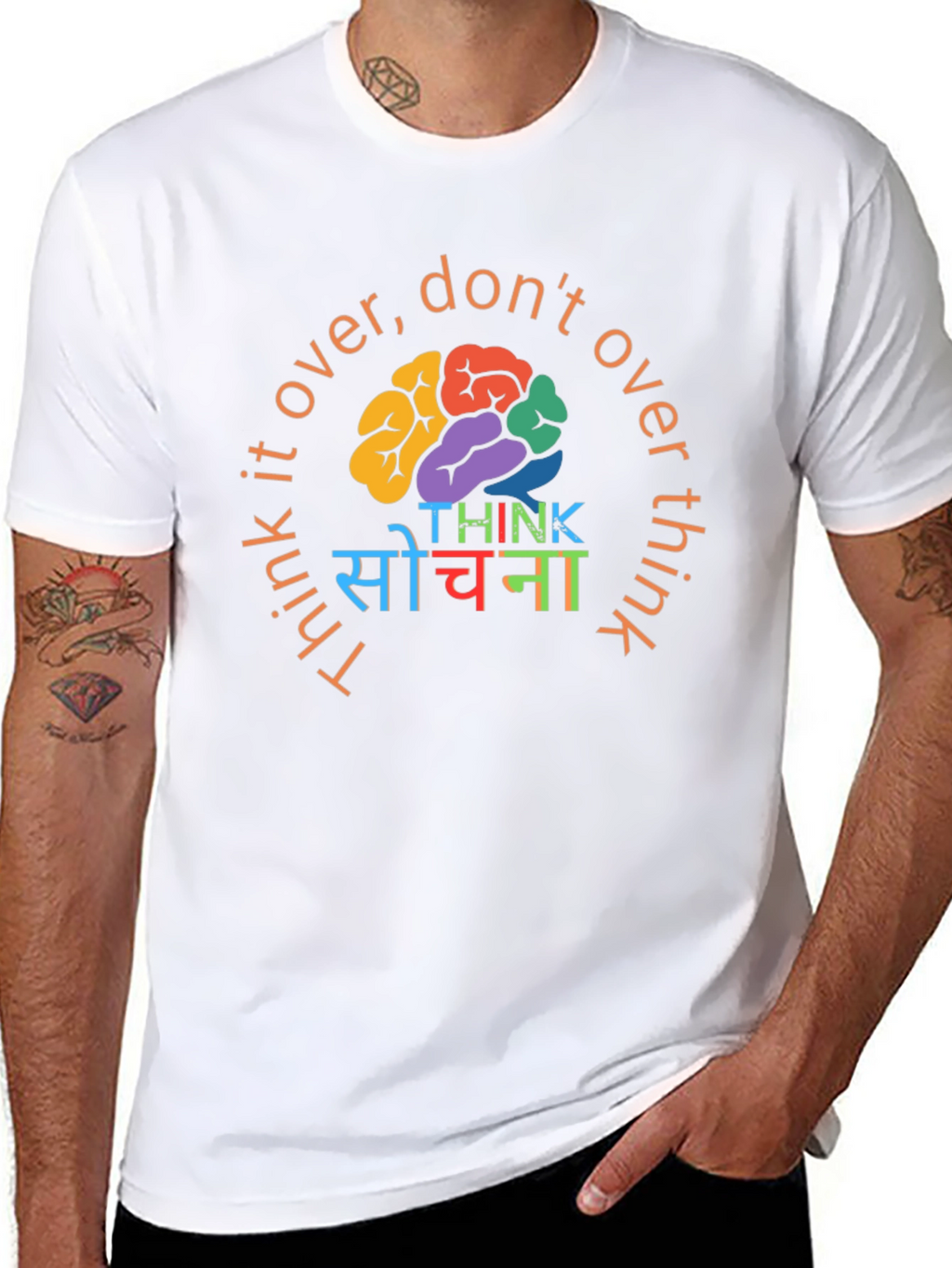 Think It Over Graphic Tee - Black Cotton T-Shirt