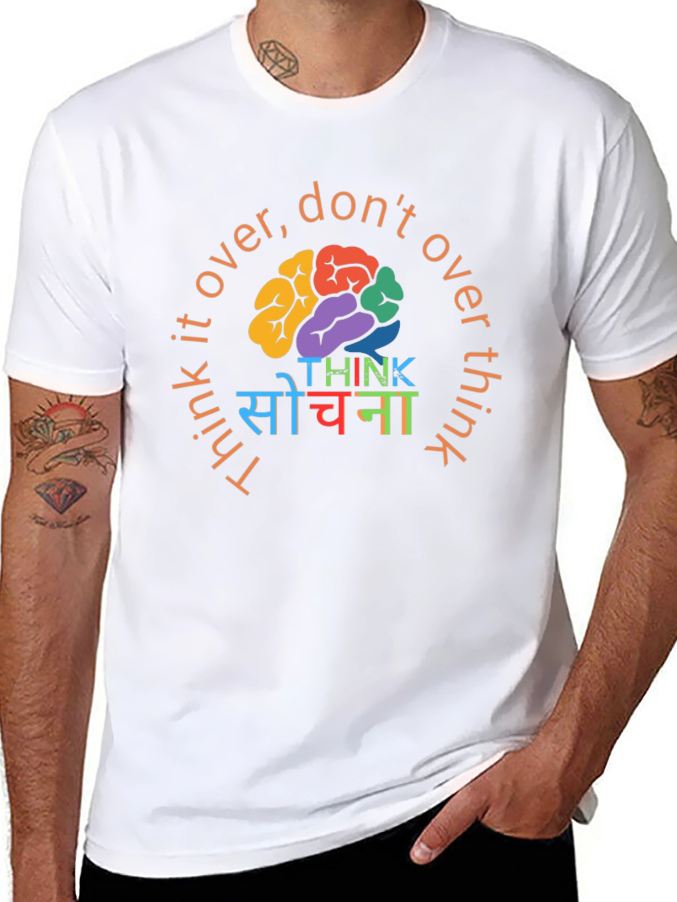 Think It Over Graphic Tee - Black Cotton T-Shirt