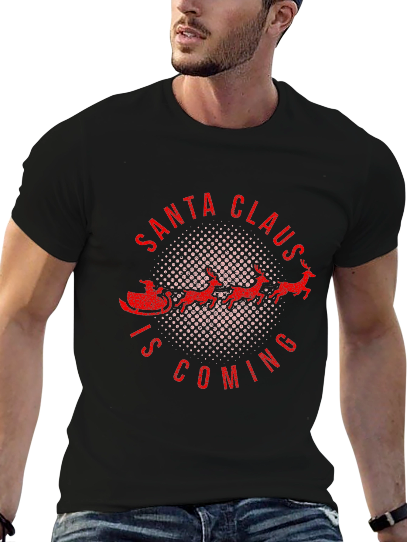 Santa Claus is Coming Black T-Shirt