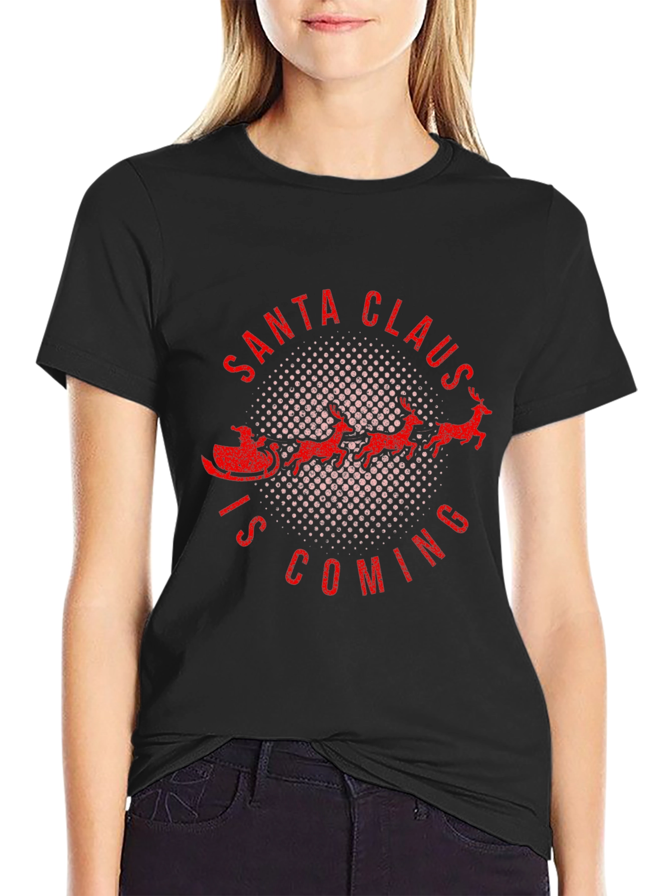 Santa Claus is Coming Black T-Shirt