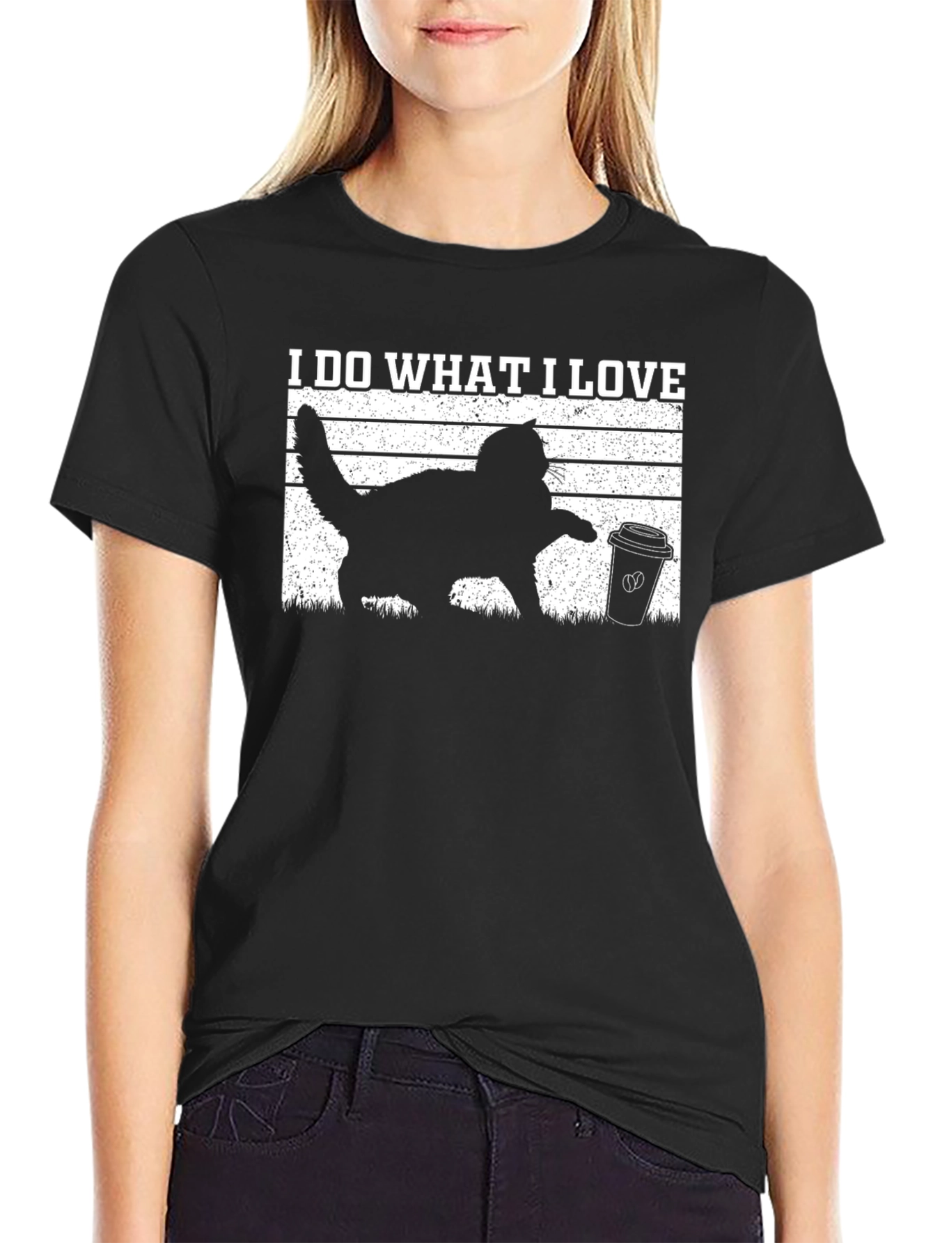 I Do What I Love Cat & Coffee Graphic Tee