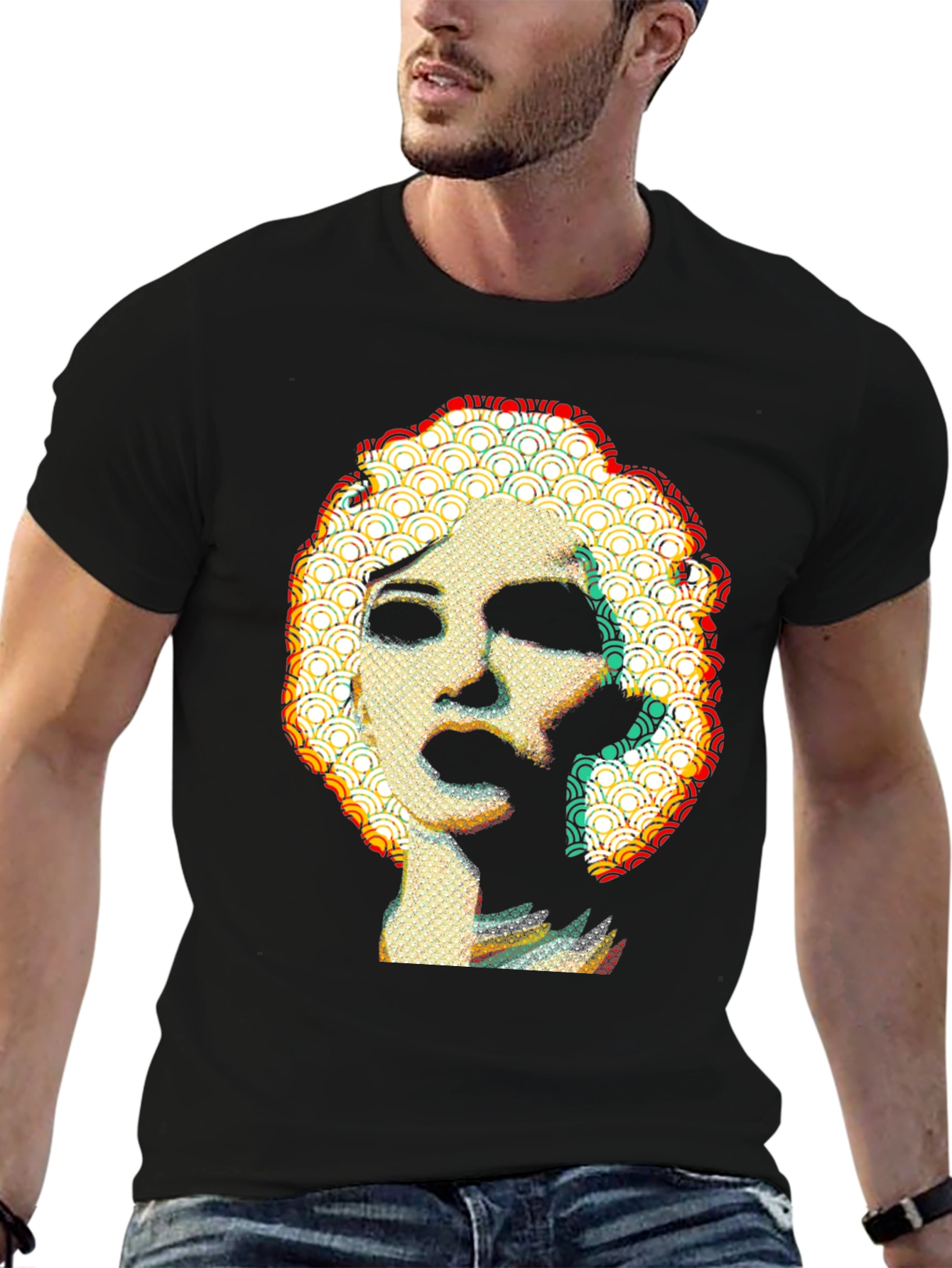 Abstract Marilyn Monroe Graphic Black Tee