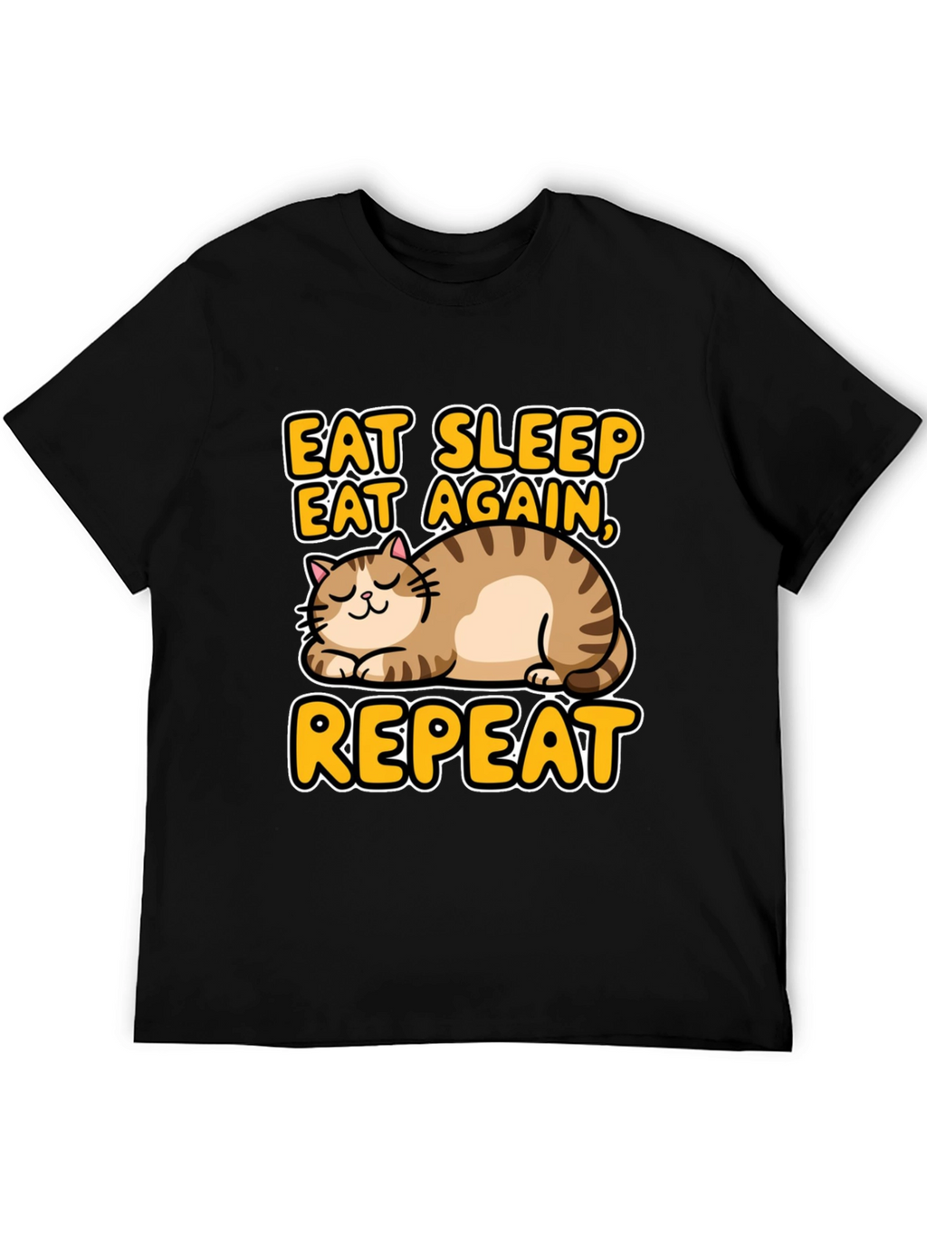 Eat Sleep Repeat Cat Graphic Tee - Black