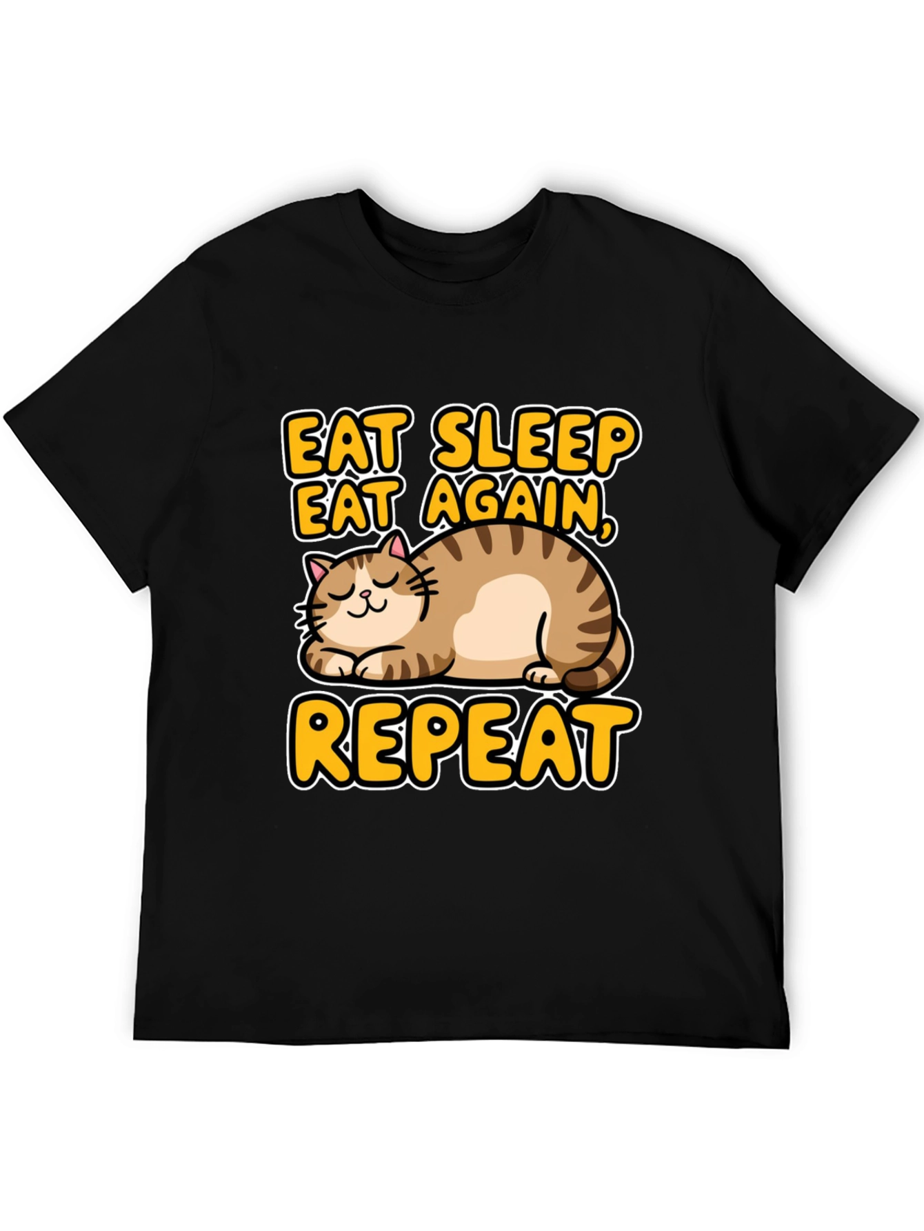 Eat Sleep Repeat Cat Graphic Tee - Black