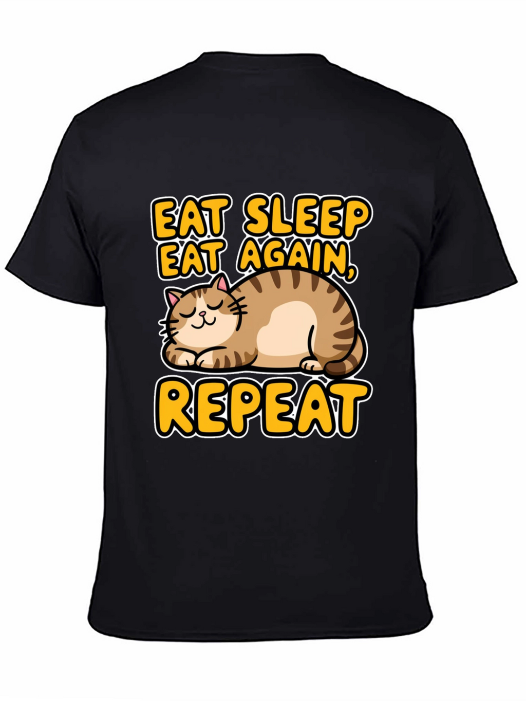 Eat Sleep Repeat Cat Graphic Tee - Black
