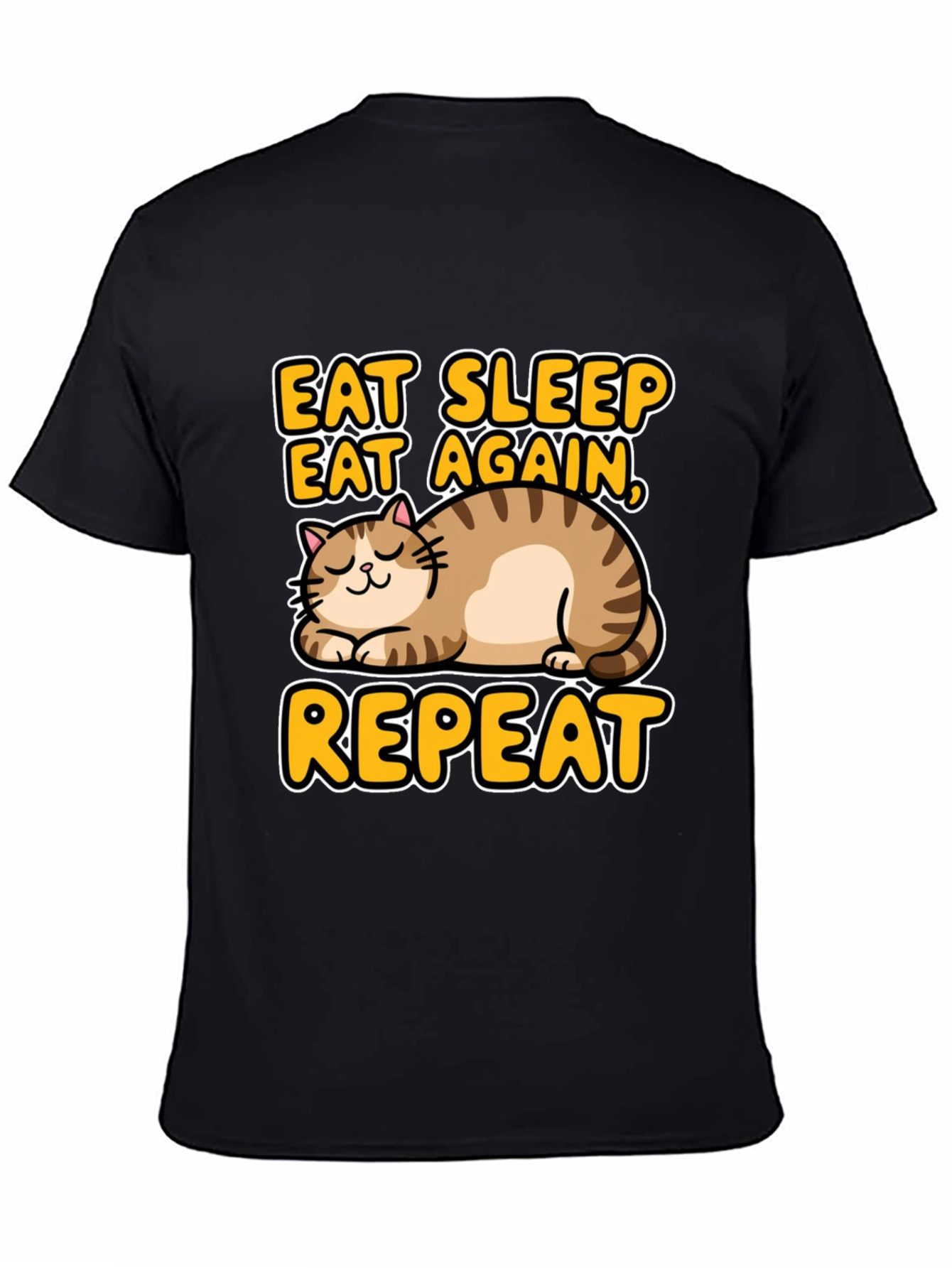 Eat Sleep Repeat Cat Graphic Tee - Black