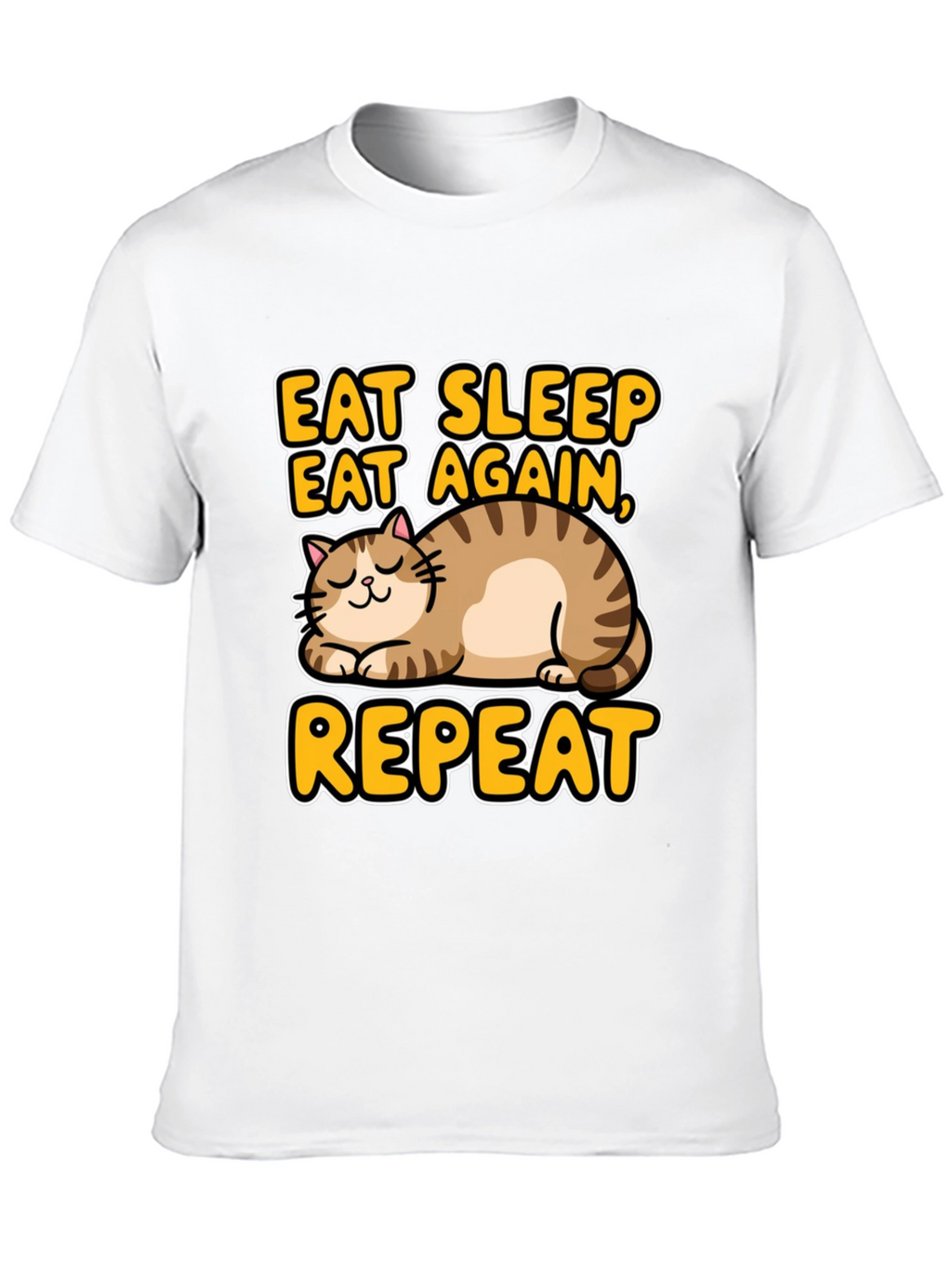 Eat Sleep Repeat Cat Graphic Tee - Black