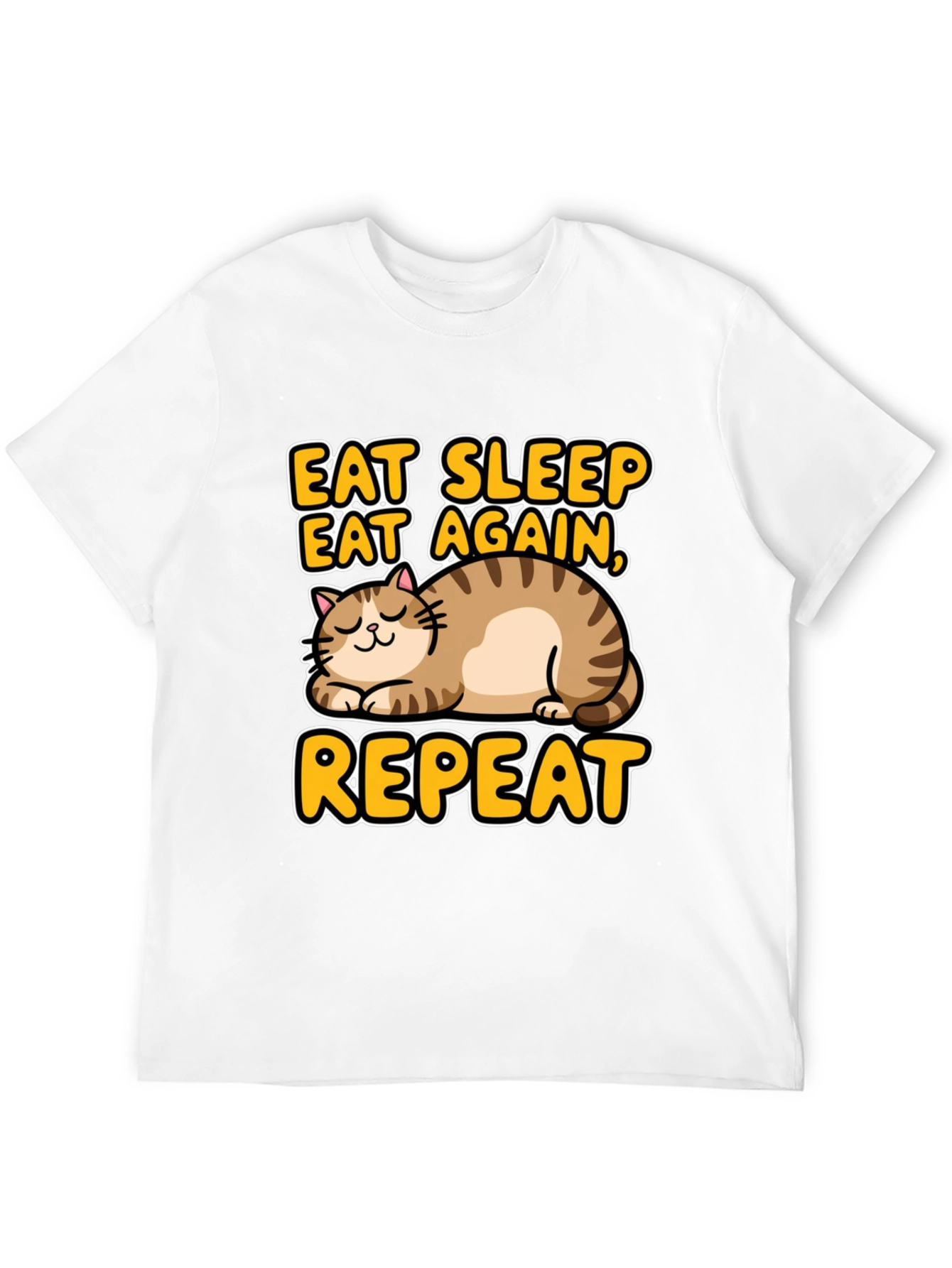 Eat Sleep Repeat Cat Graphic Tee - Black
