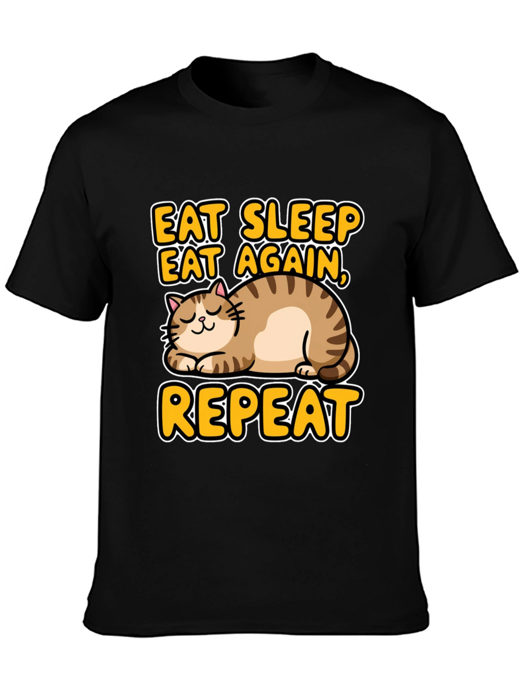 Eat Sleep Repeat Cat Graphic Tee - Black