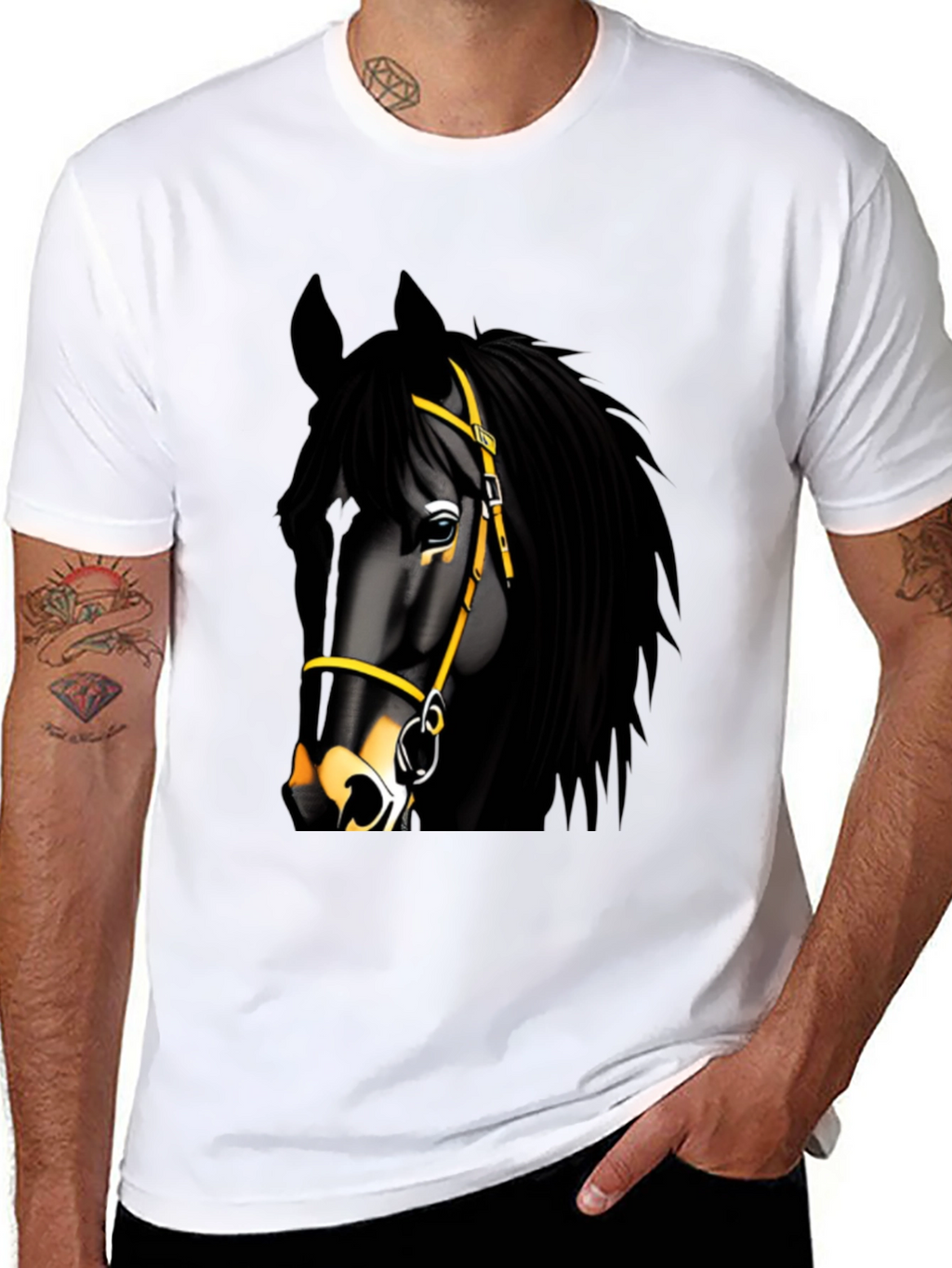 Black Horse Graphic Tee - Equestrian Style