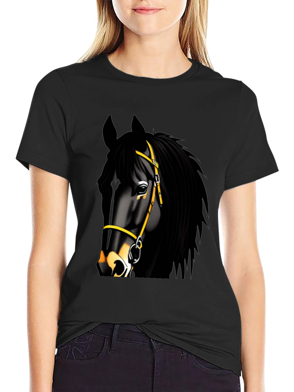 Black Horse Graphic Tee - Equestrian Style