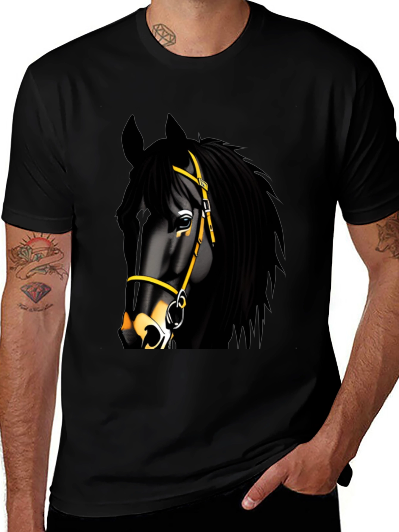 Black Horse Graphic Tee - Equestrian Style