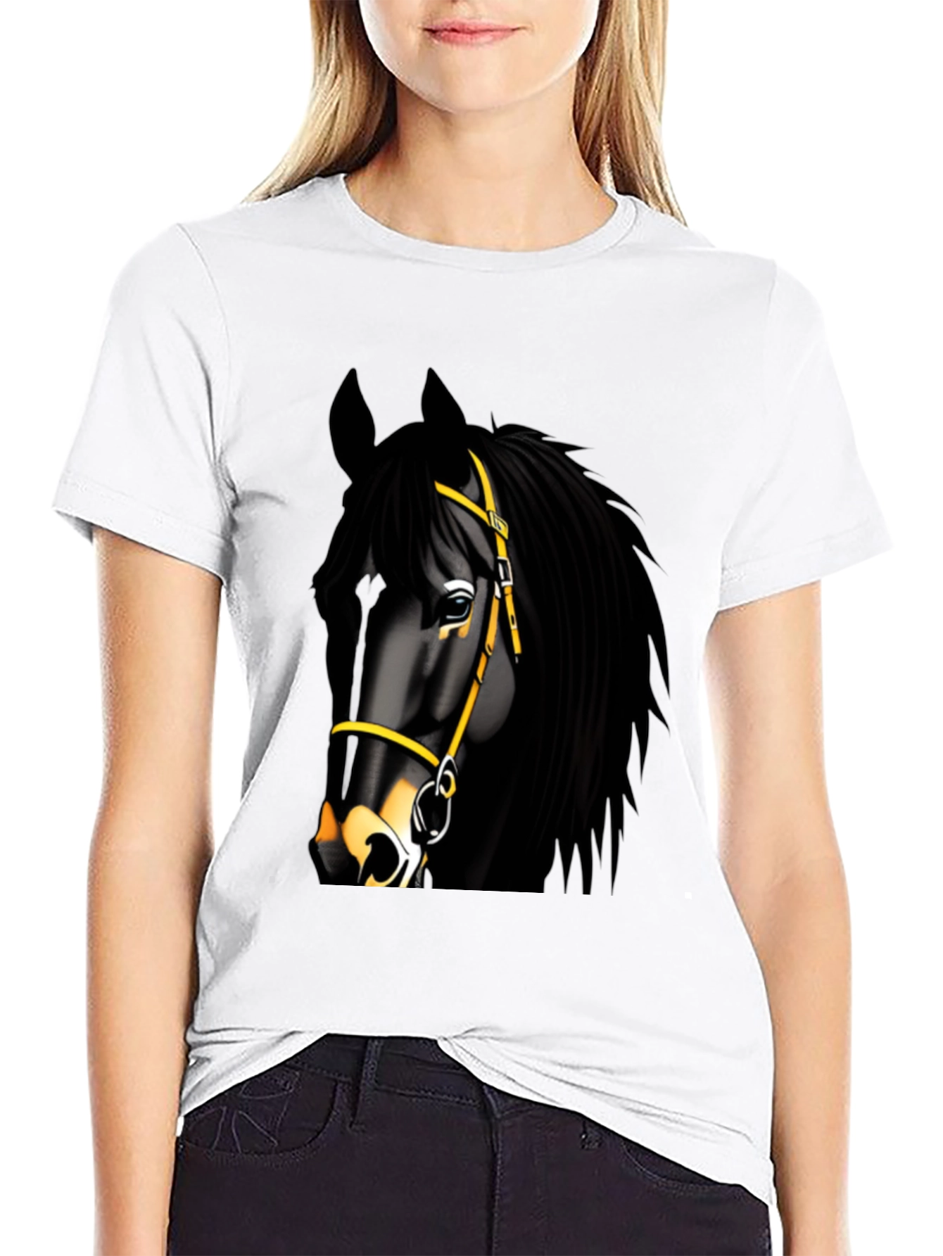 Black Horse Graphic Tee - Equestrian Style