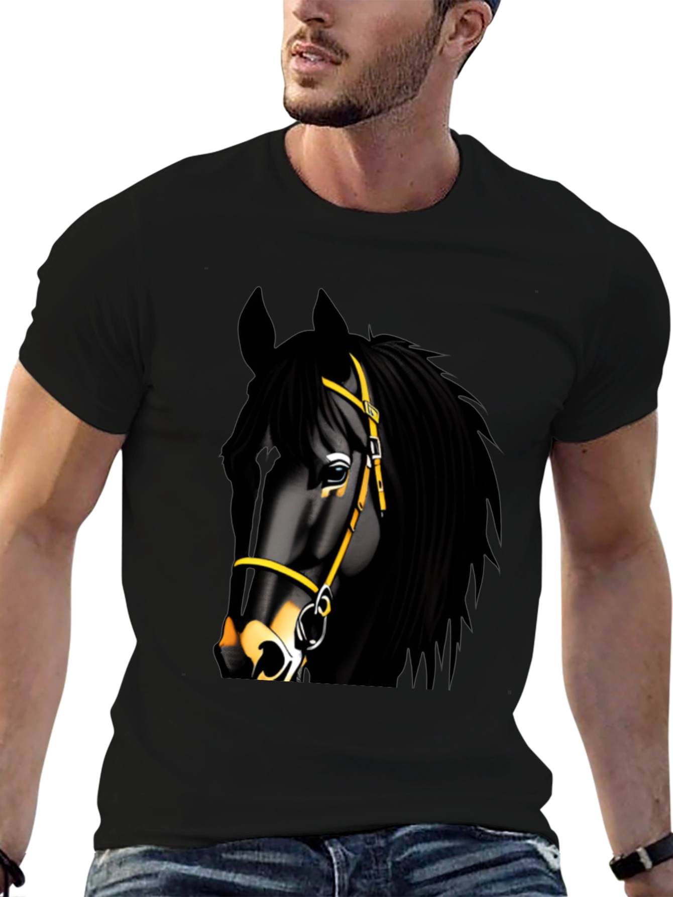 Black Horse Graphic Tee - Equestrian Style