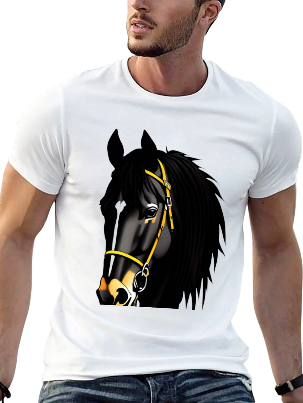 Black Horse Graphic Tee - Equestrian Style