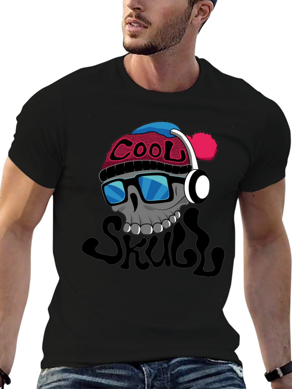 Cool Skull Graphic T-Shirt - Black