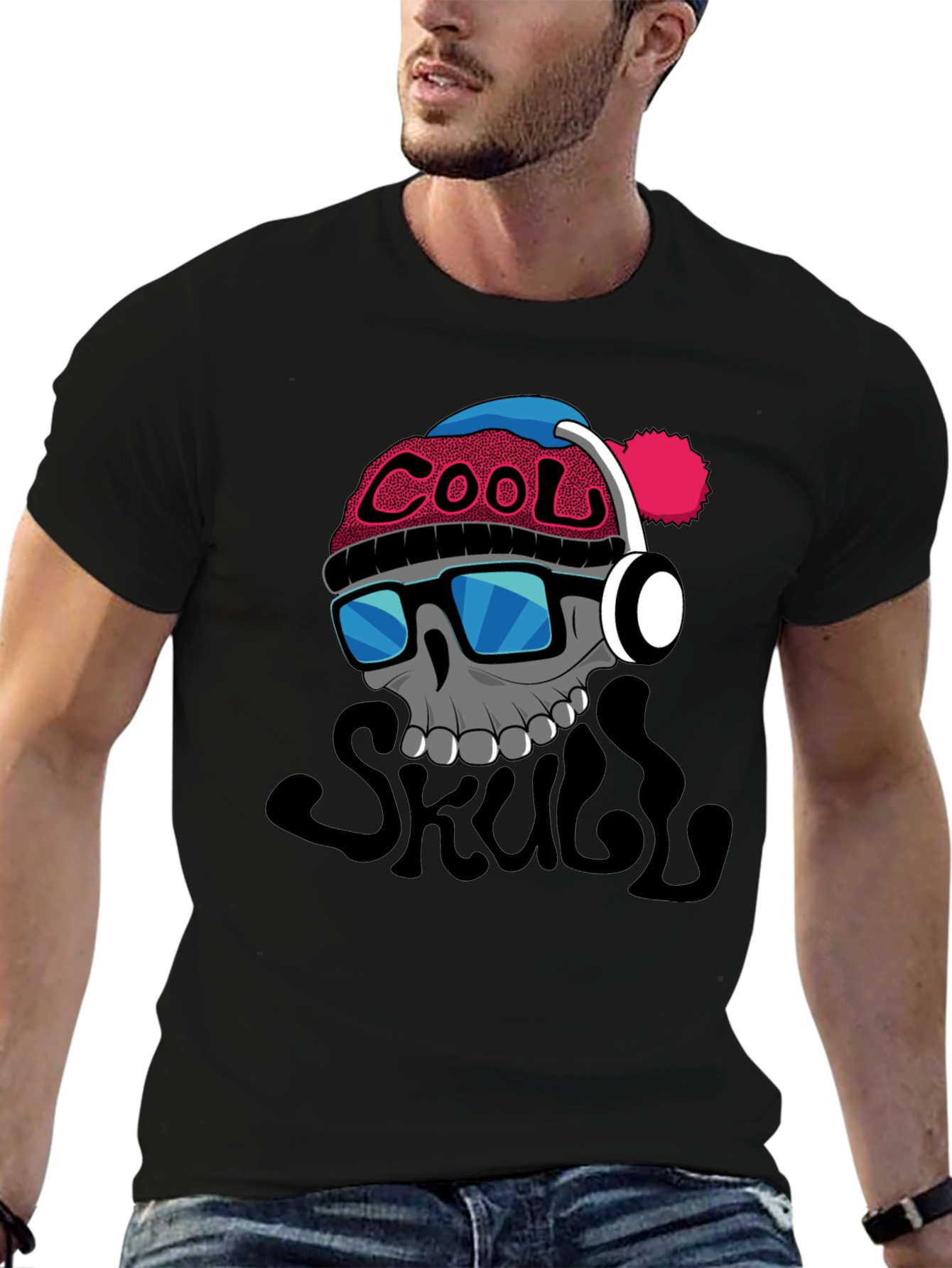 Cool Skull Graphic T-Shirt - Black