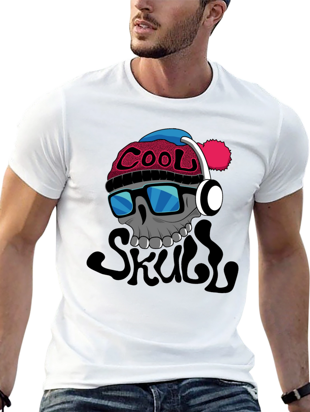 Cool Skull Graphic T-Shirt - Black