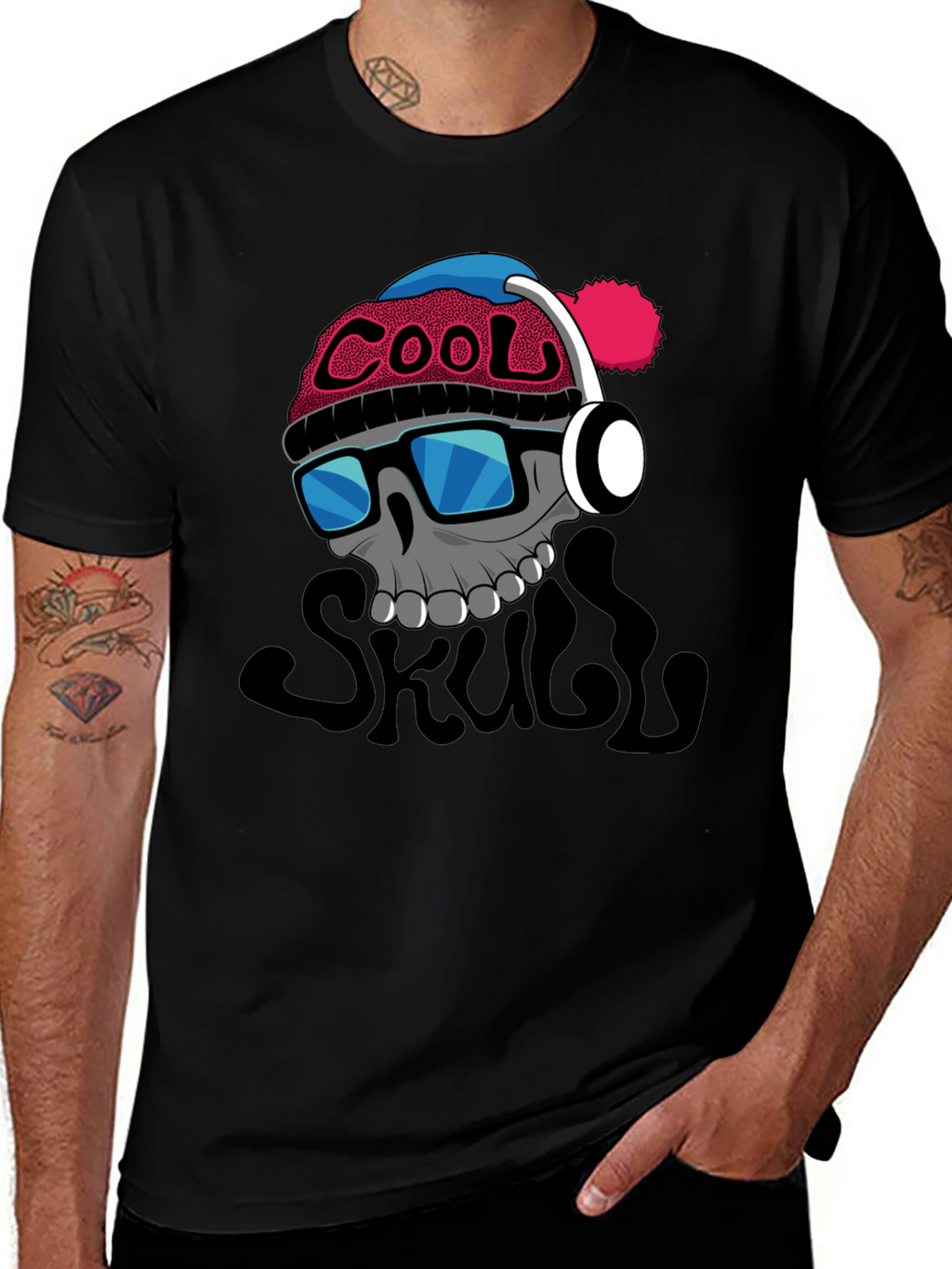 Cool Skull Graphic T-Shirt - Black