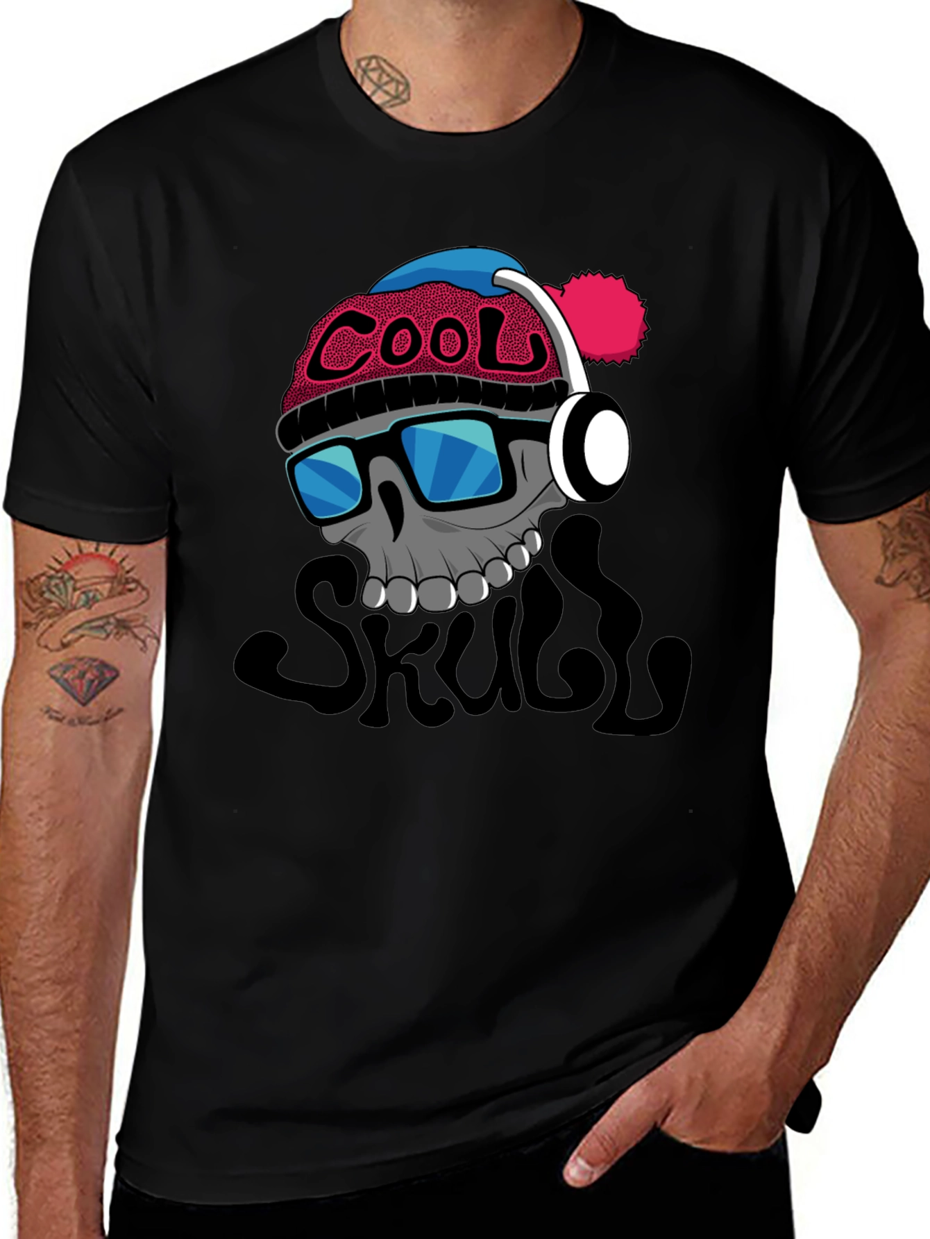 Cool Skull Graphic T-Shirt - Black
