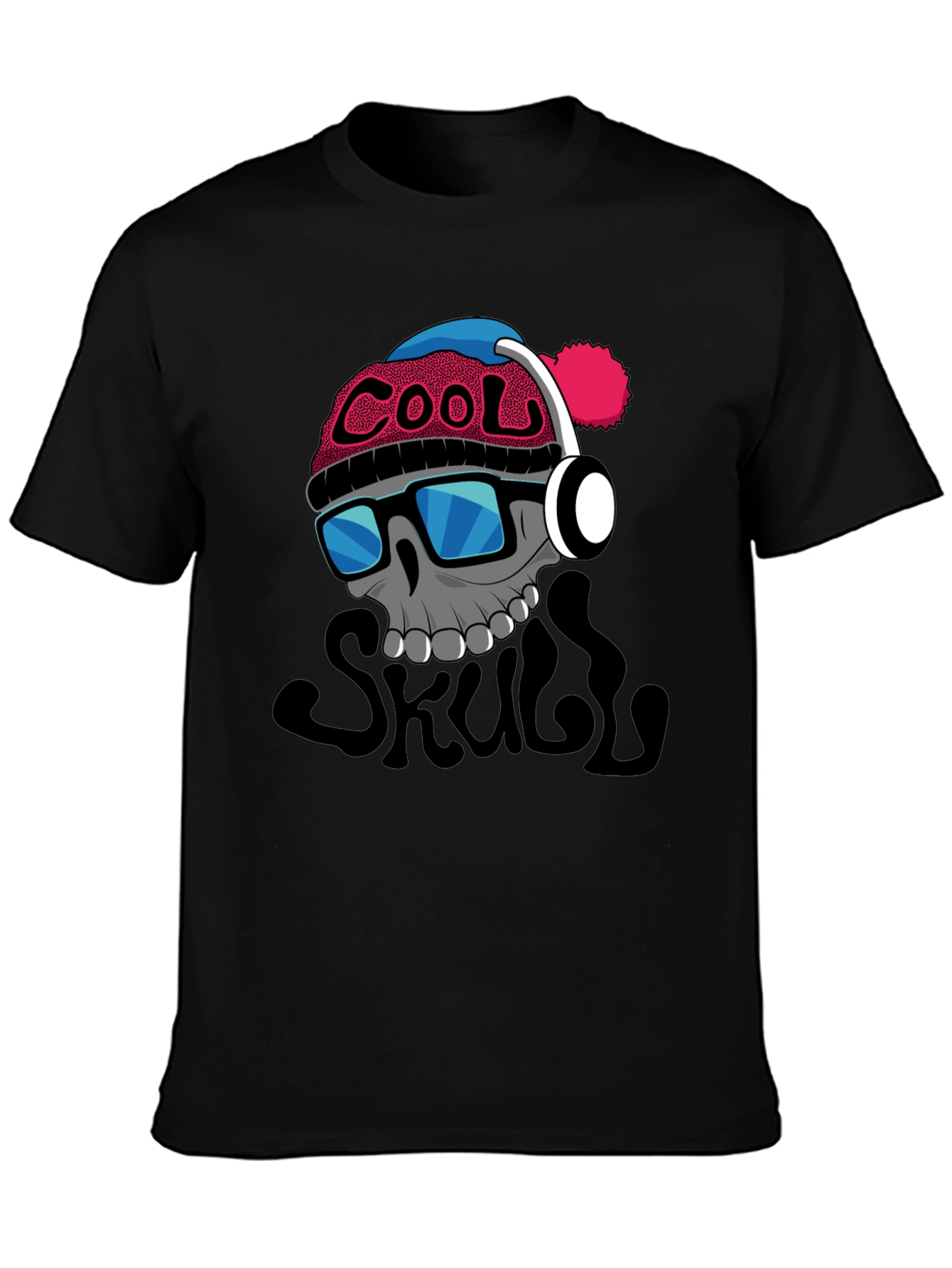 Cool Skull Graphic T-Shirt - Black