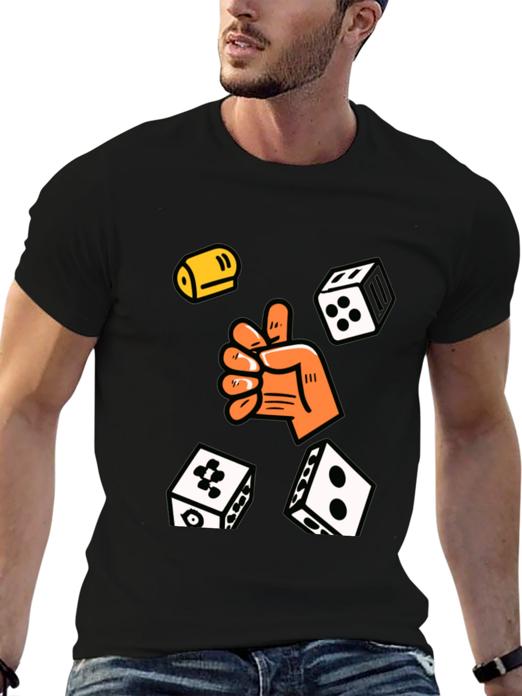 Lucky Dice Graphic Tee - Black Cotton Blend