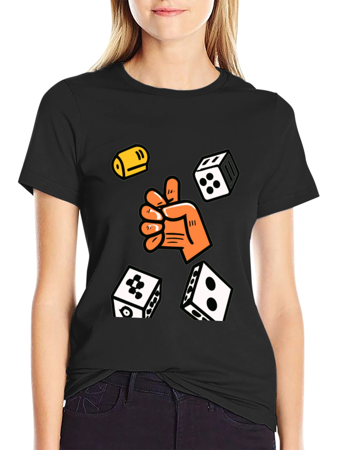 Lucky Dice Graphic Tee - Black Cotton Blend