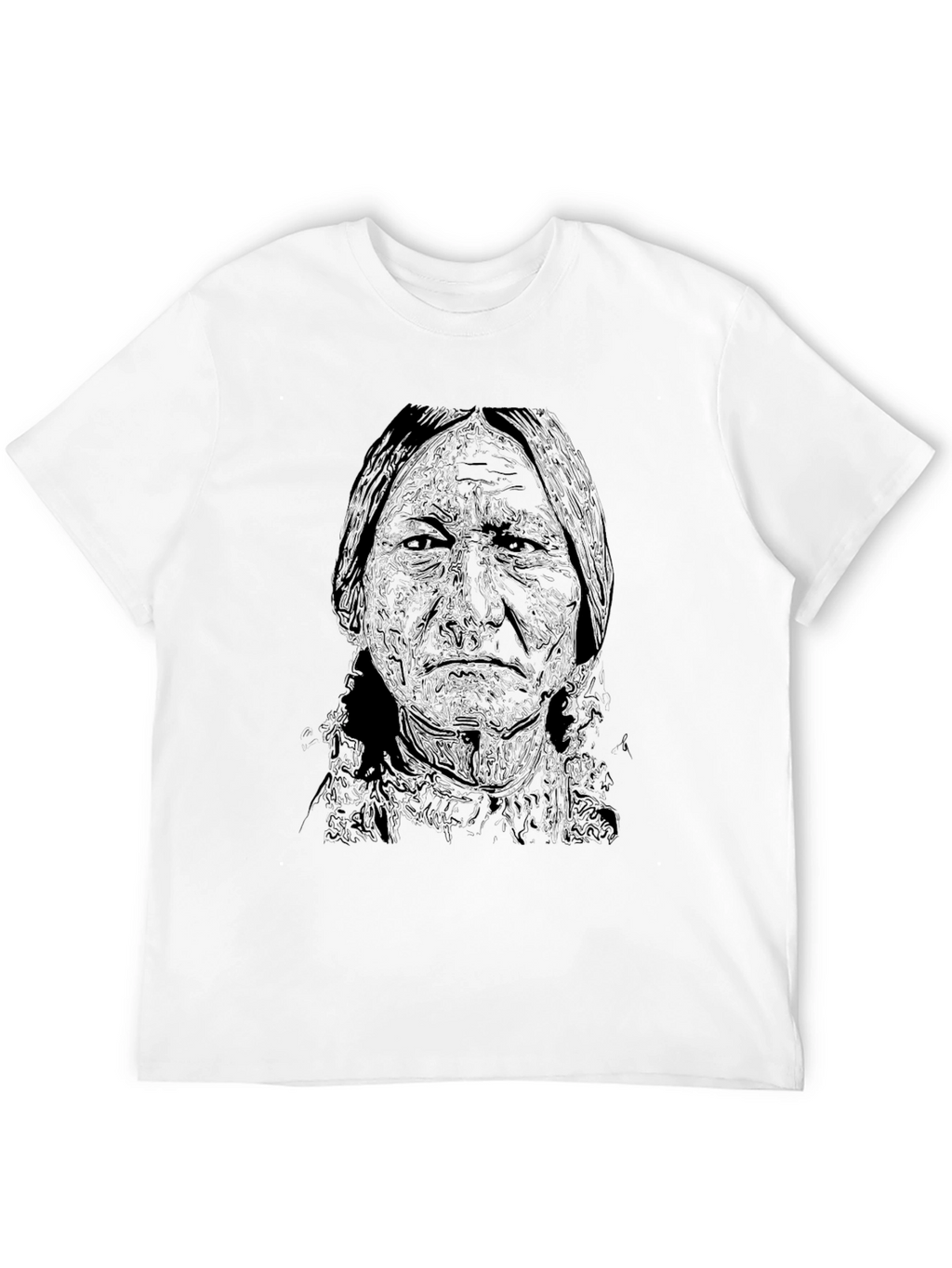 Black T-Shirt with Native American Portrait