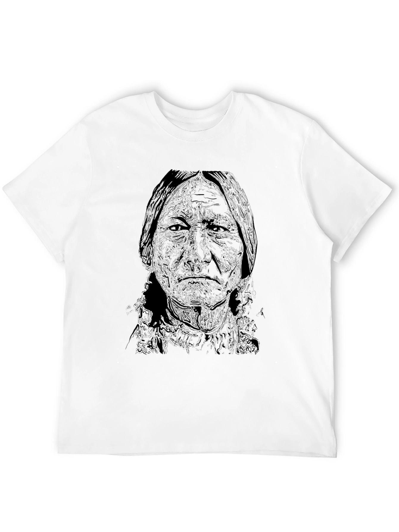 Black T-Shirt with Native American Portrait