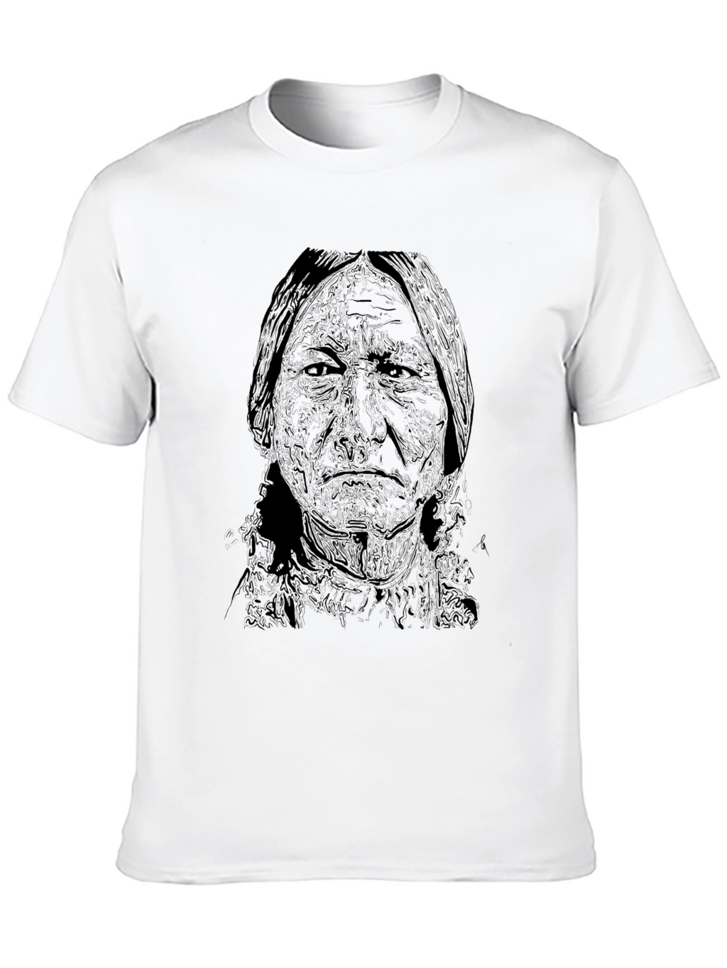 Black T-Shirt with Native American Portrait