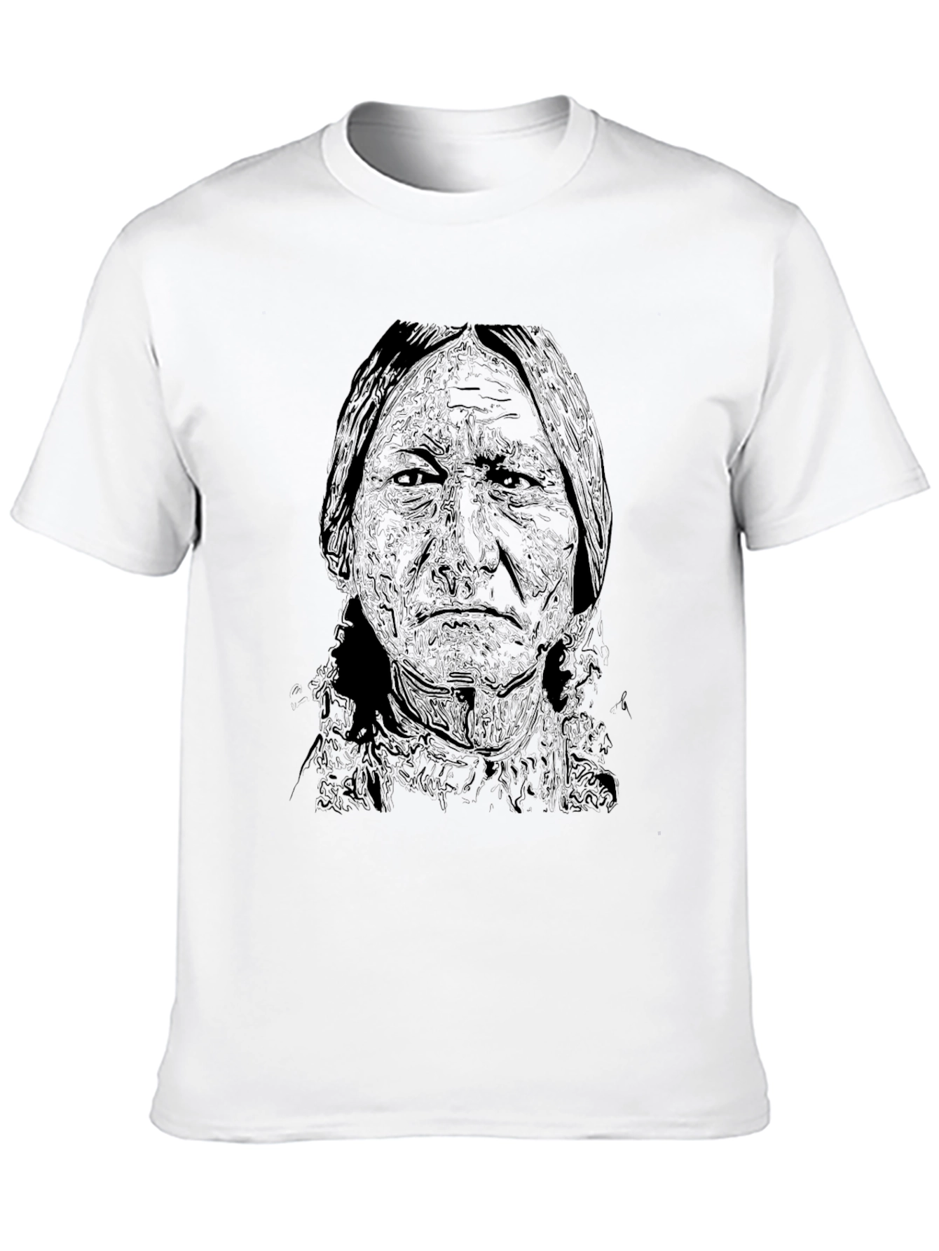 Black T-Shirt with Native American Portrait