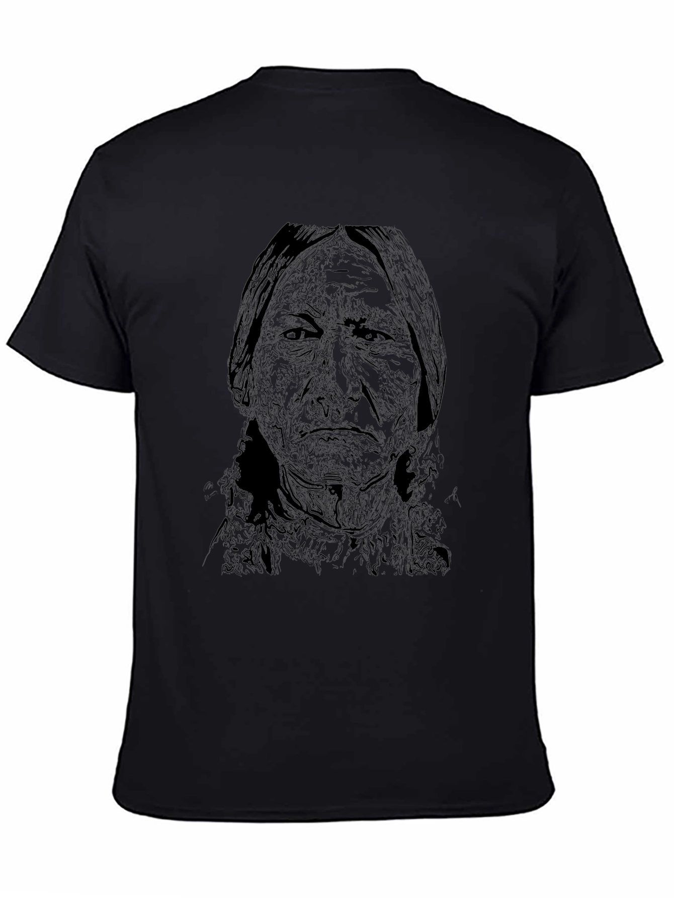 Black T-Shirt with Native American Portrait