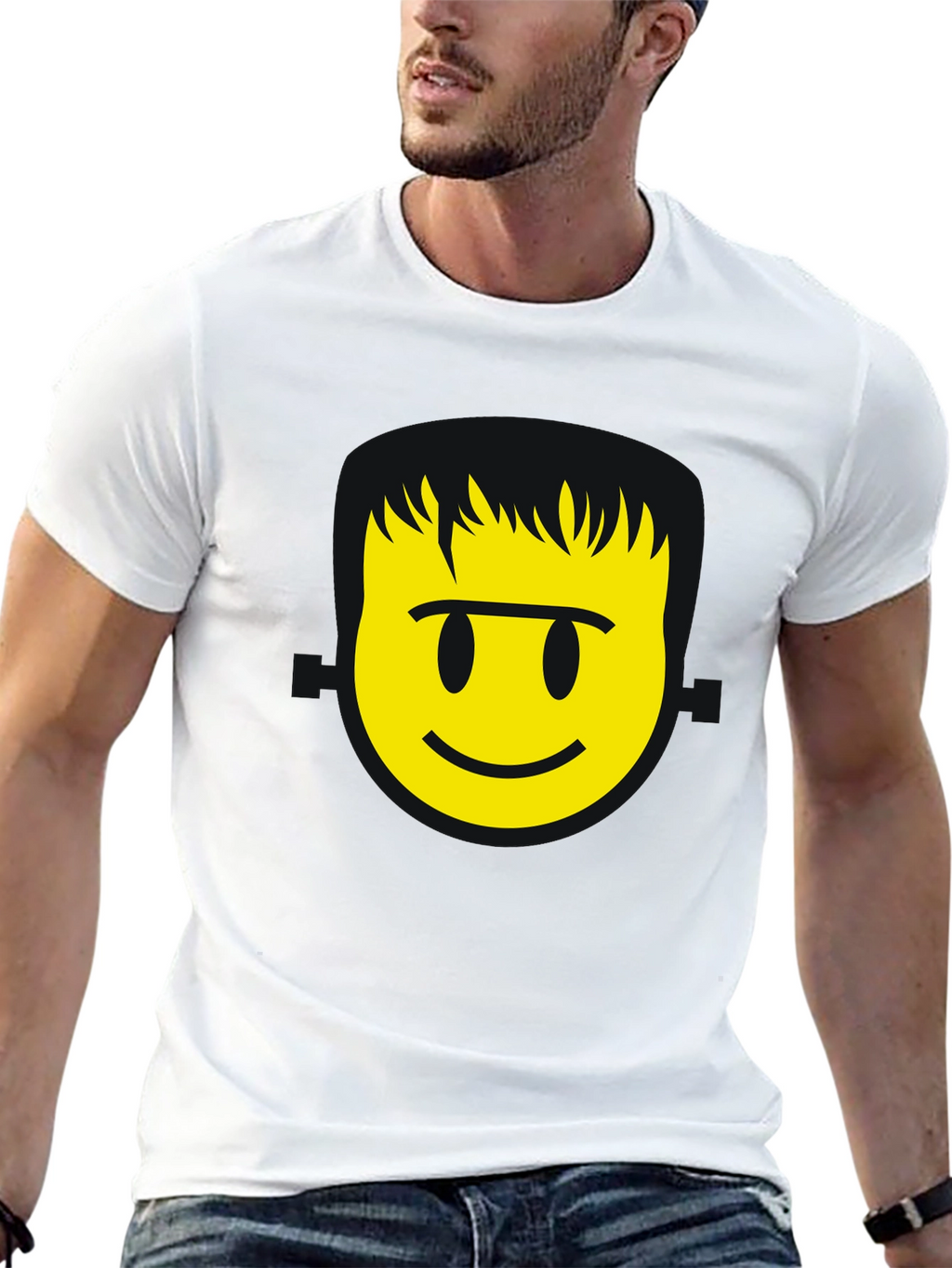 Smiley Face Graphic T-Shirt - Black Casual