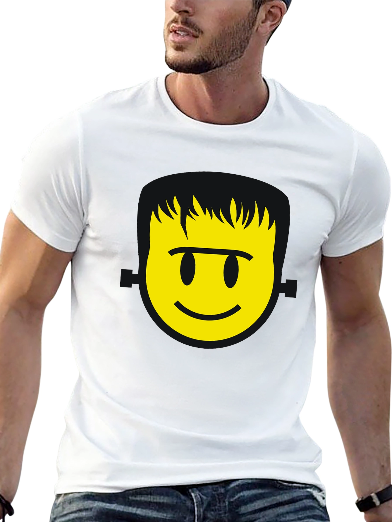 Smiley Face Graphic T-Shirt - Black Casual