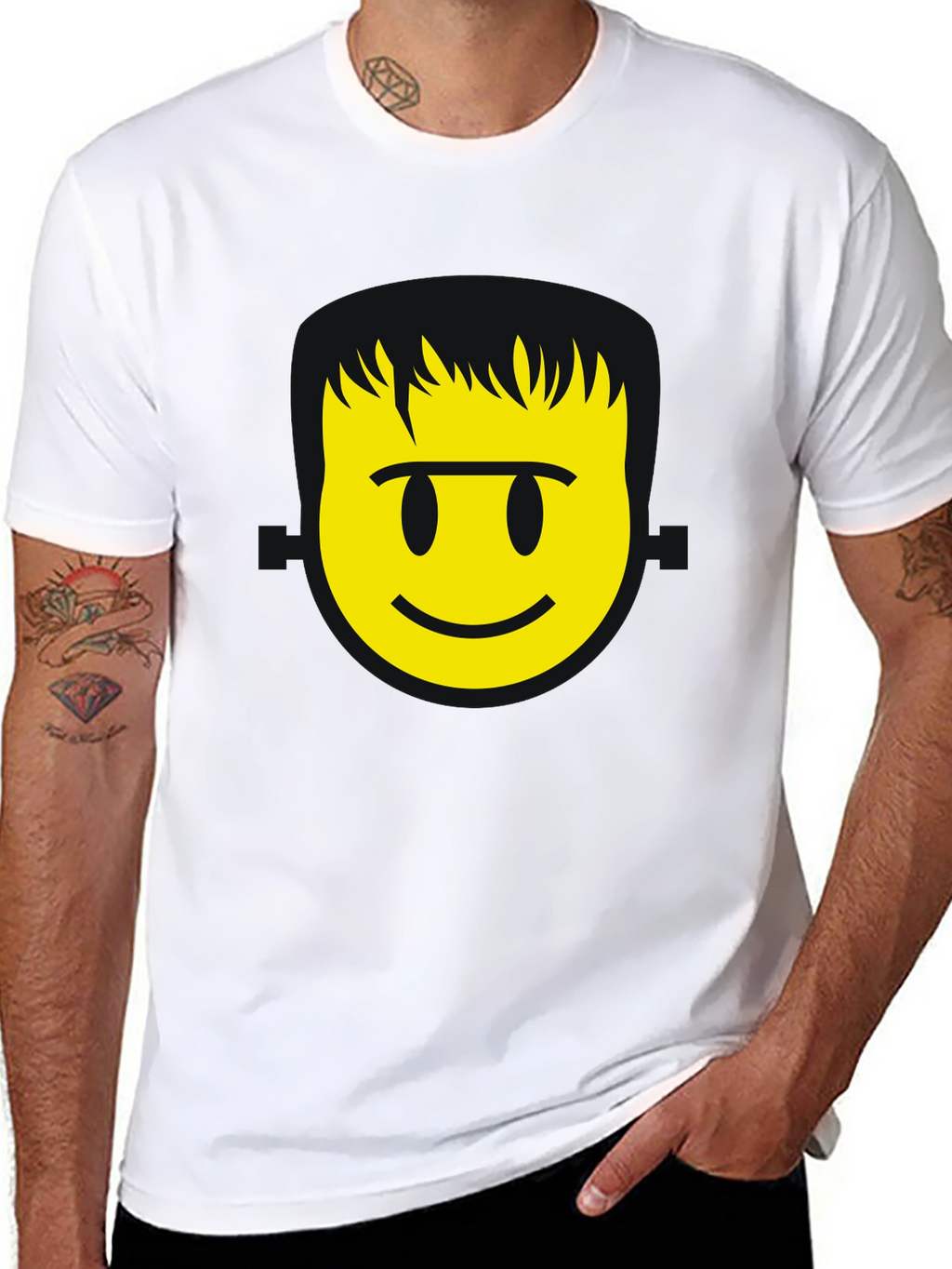 Smiley Face Graphic T-Shirt - Black Casual