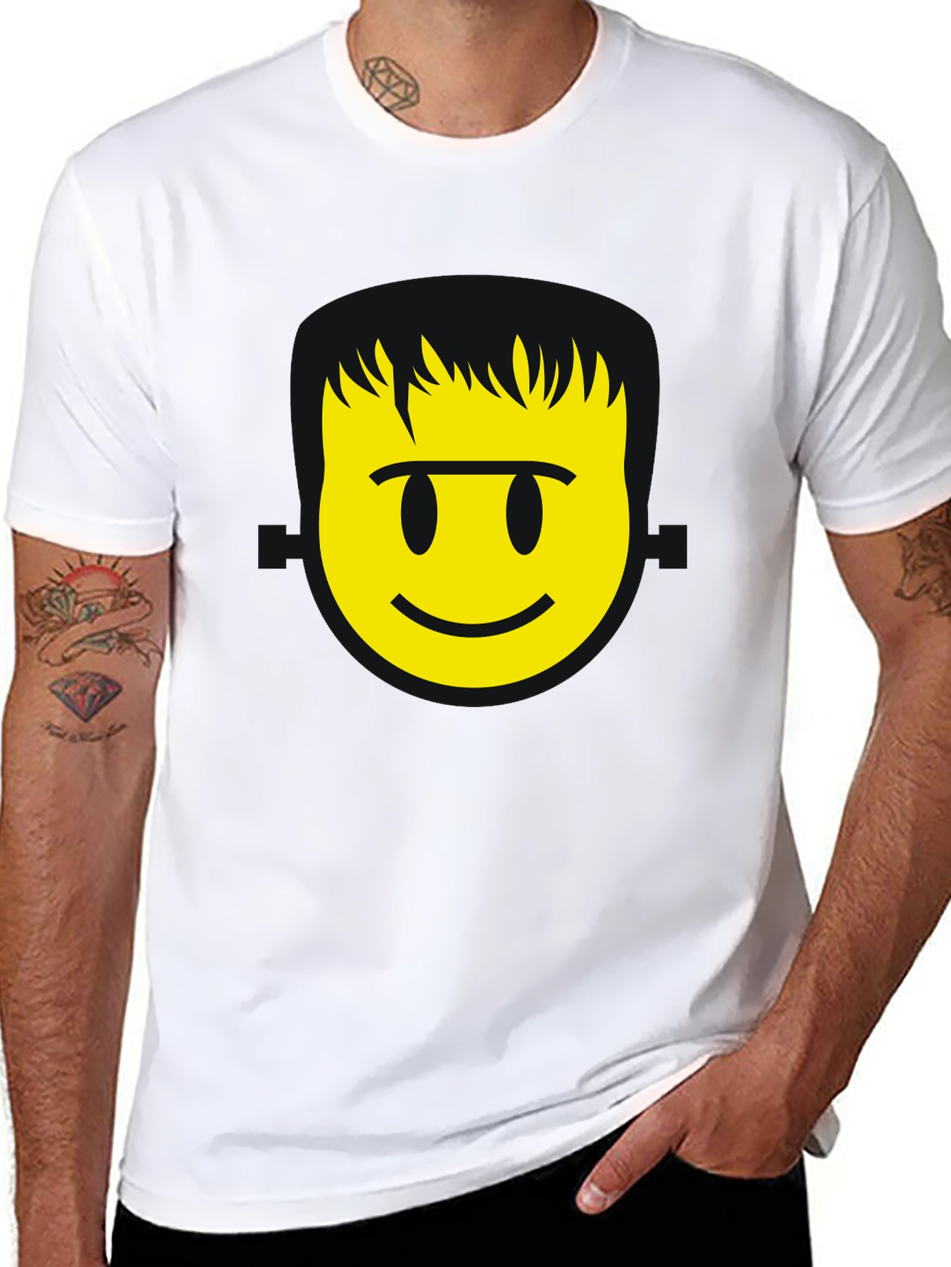 Smiley Face Graphic T-Shirt - Black Casual