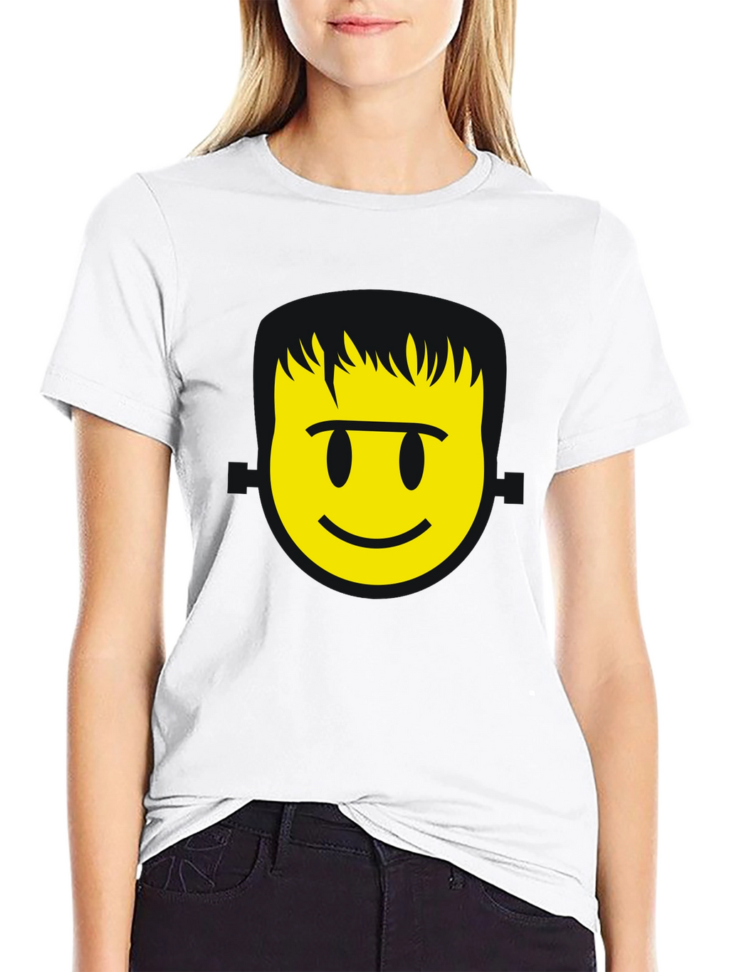 Smiley Face Graphic T-Shirt - Black Casual