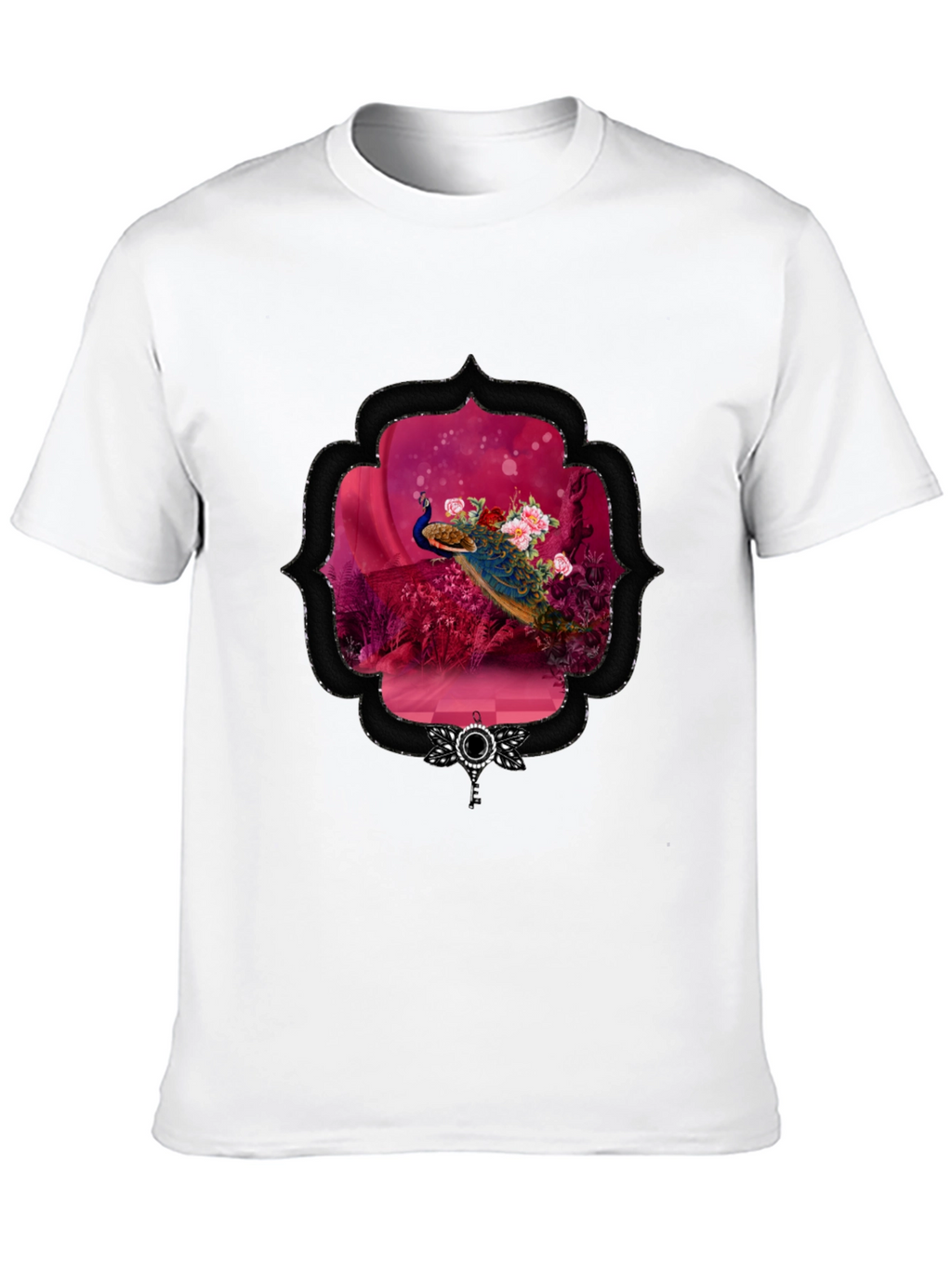 Peacock Floral Framed Graphic Tee
