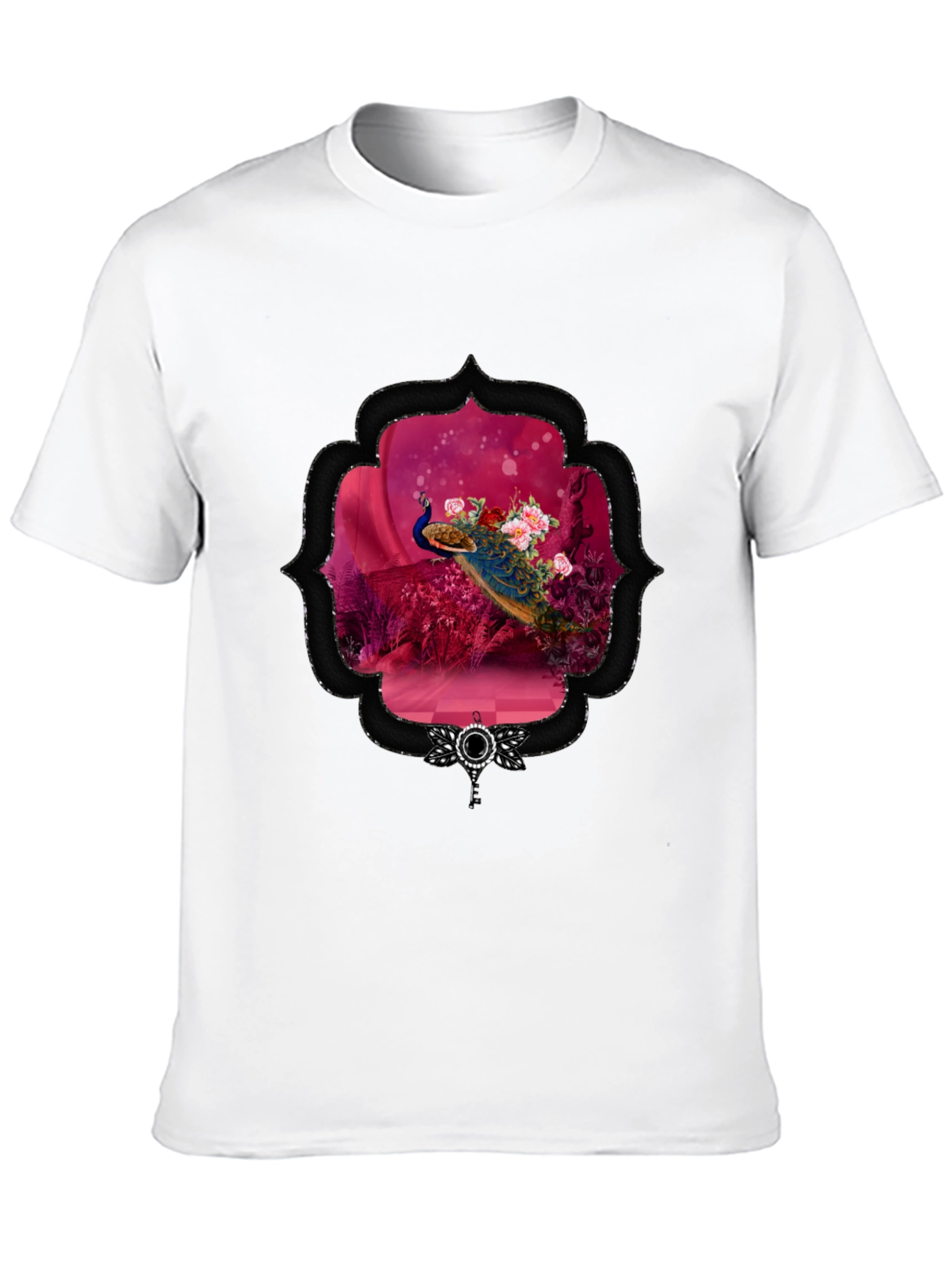 Peacock Floral Framed Graphic Tee