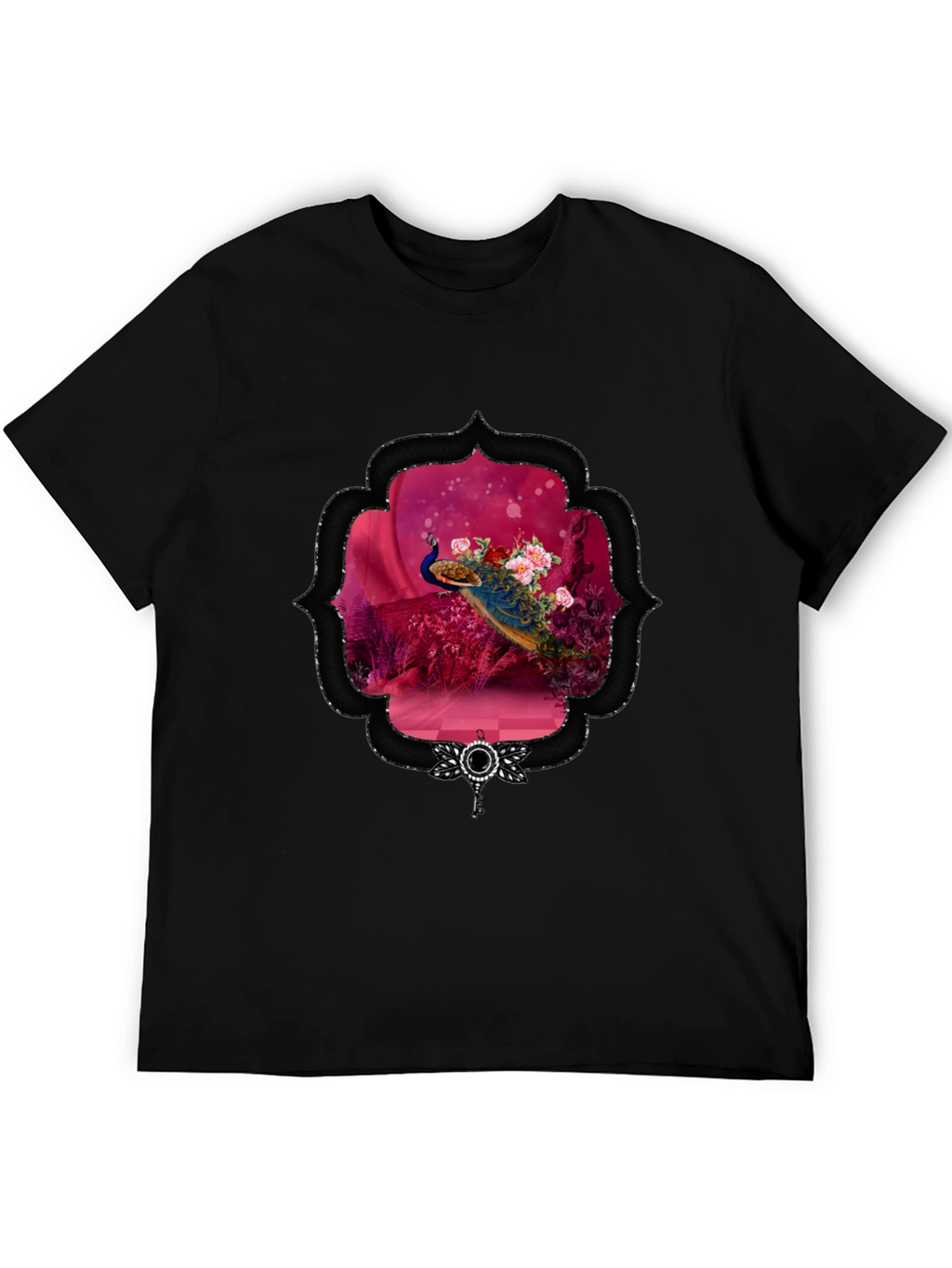 Peacock Floral Framed Graphic Tee