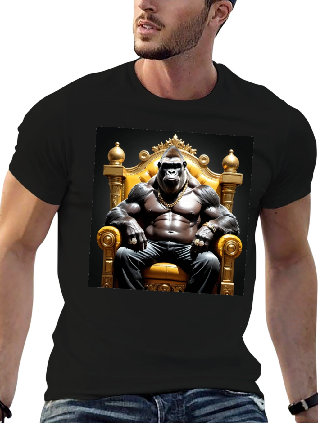 Gorilla King Graphic Tee - Bold Black T-Shirt