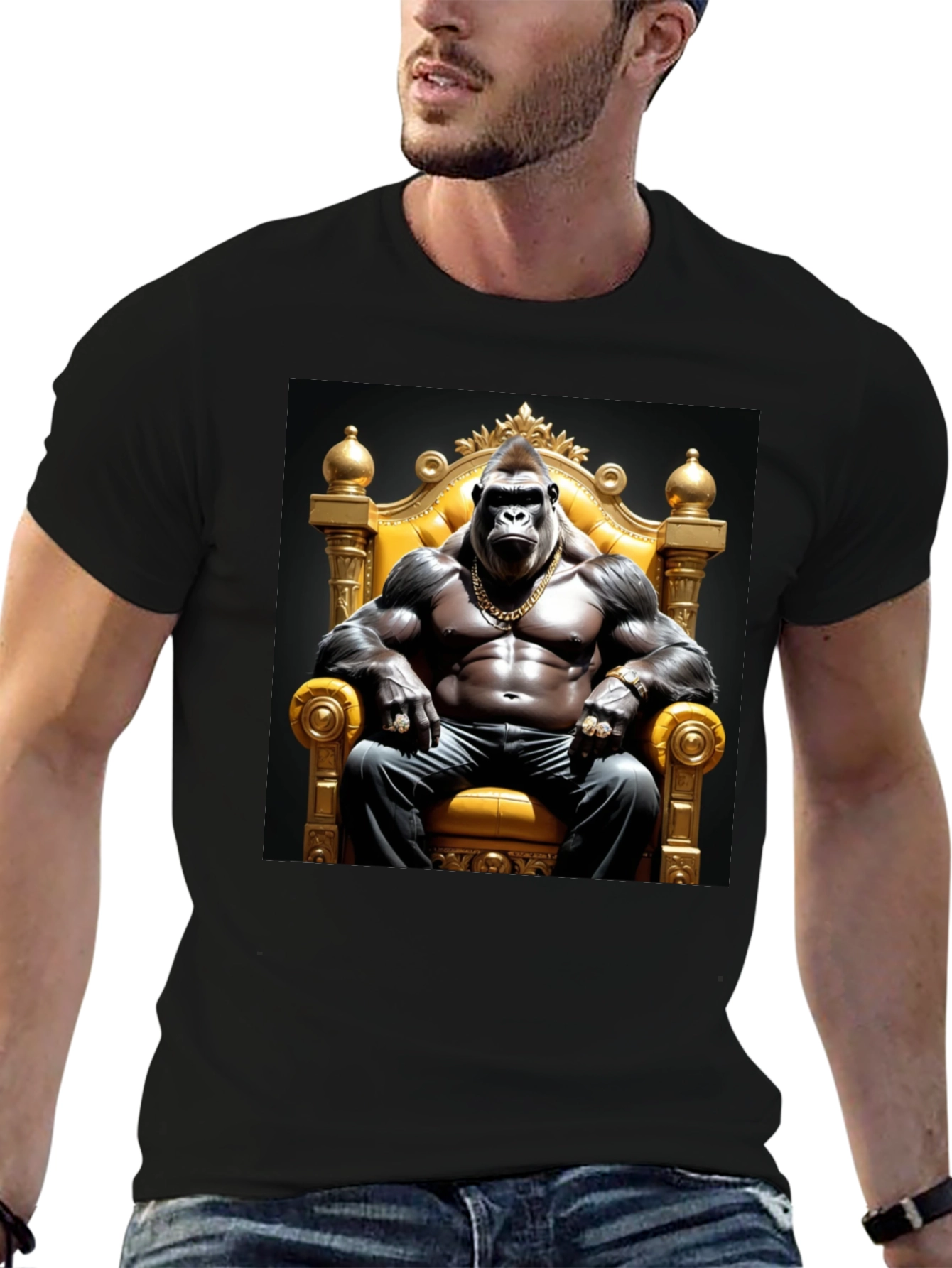 Gorilla King Graphic Tee - Bold Black T-Shirt