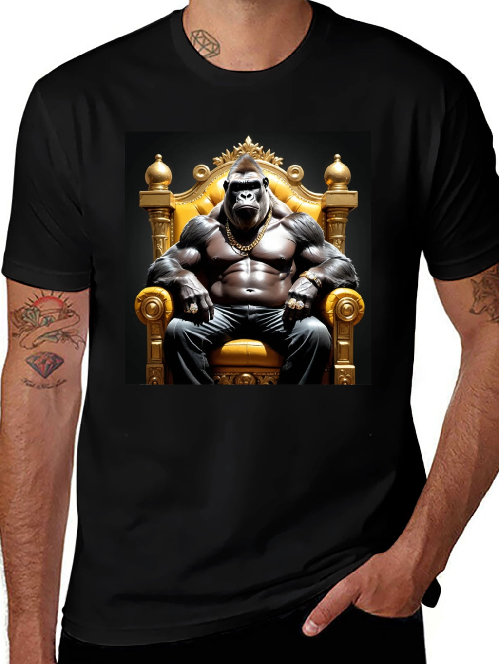 Gorilla King Graphic Tee - Bold Black T-Shirt