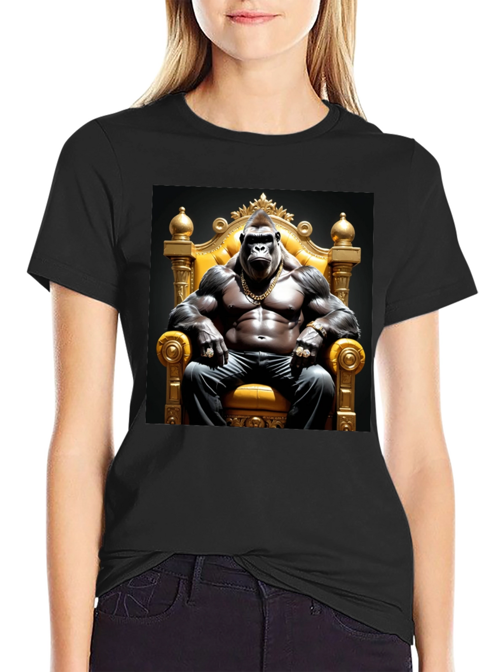 Gorilla King Graphic Tee - Bold Black T-Shirt